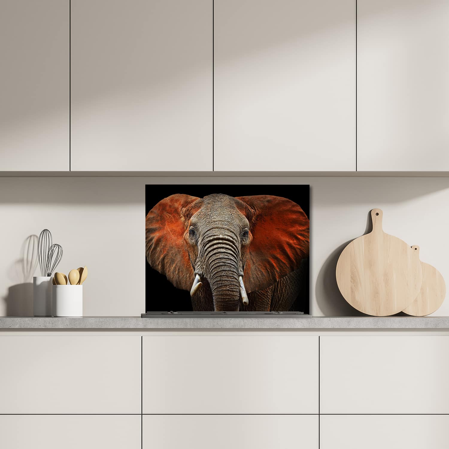Eigen afmeting spatscherm-op-maat Keuken - Hittebestendig gehard glas - Olifanten in Tsavo