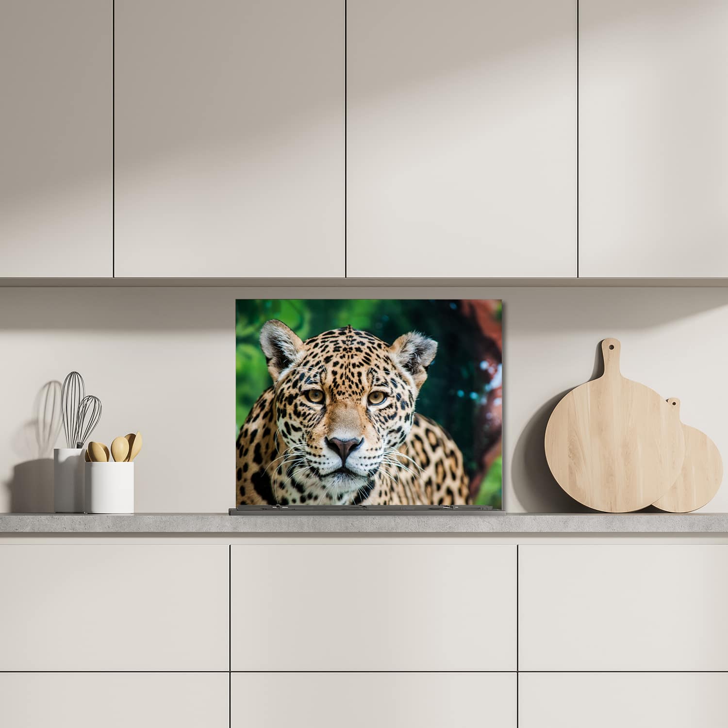 Eigen afmeting spatscherm-op-maat Keuken - Hittebestendig gehard glas - Jaguar