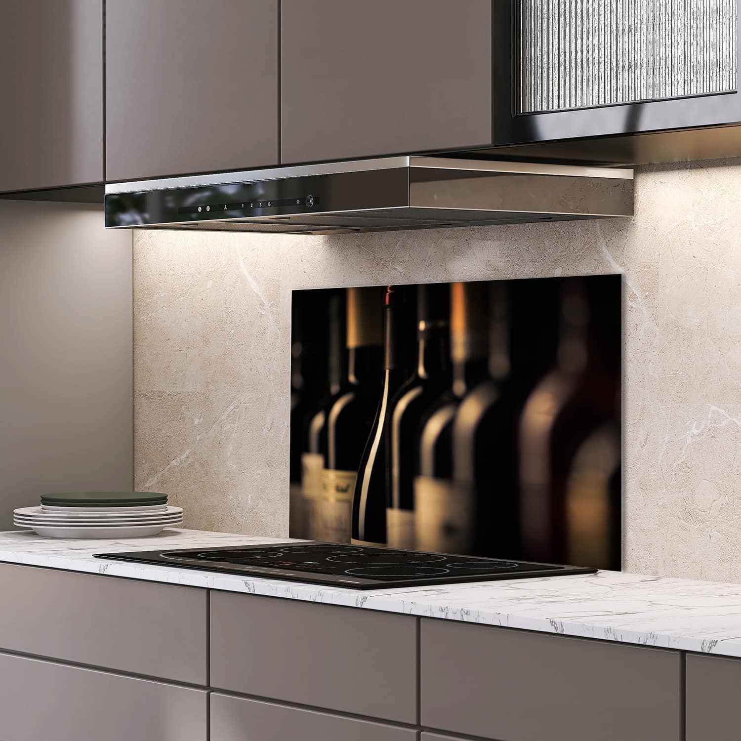 Eigen afmeting spatscherm-op-maat Keuken - Hittebestendig gehard glas - Wijn Collectie
