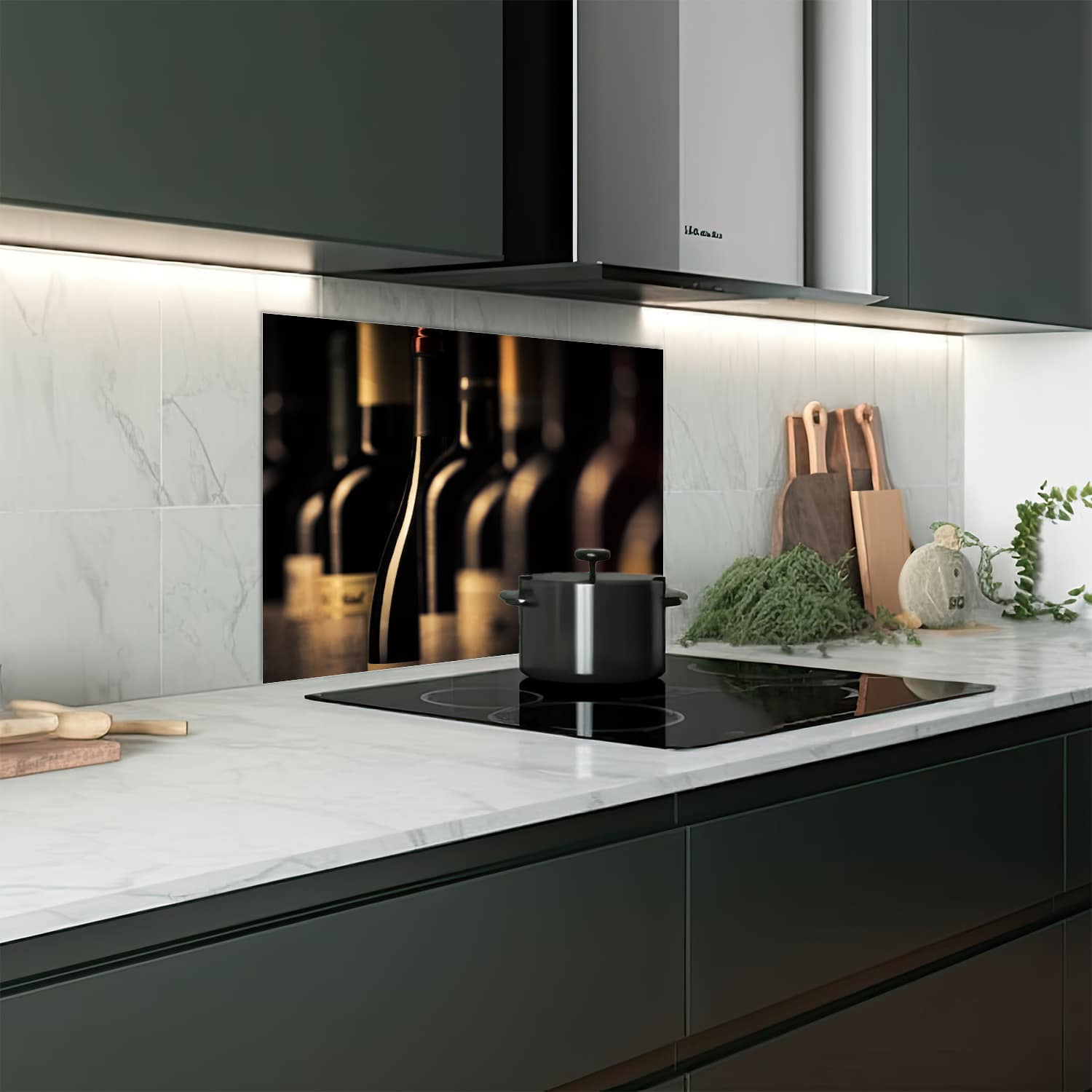 Eigen afmeting spatscherm-op-maat Keuken - Hittebestendig gehard glas - Wijn Collectie