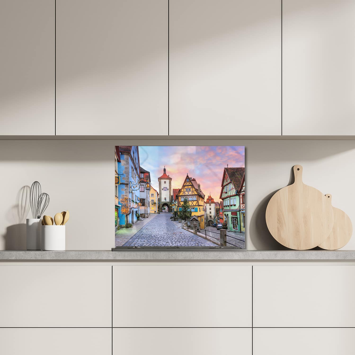 Eigen afmeting spatscherm-op-maat Keuken - Hittebestendig gehard glas - Prachtige Rothenburg ob der Tauber