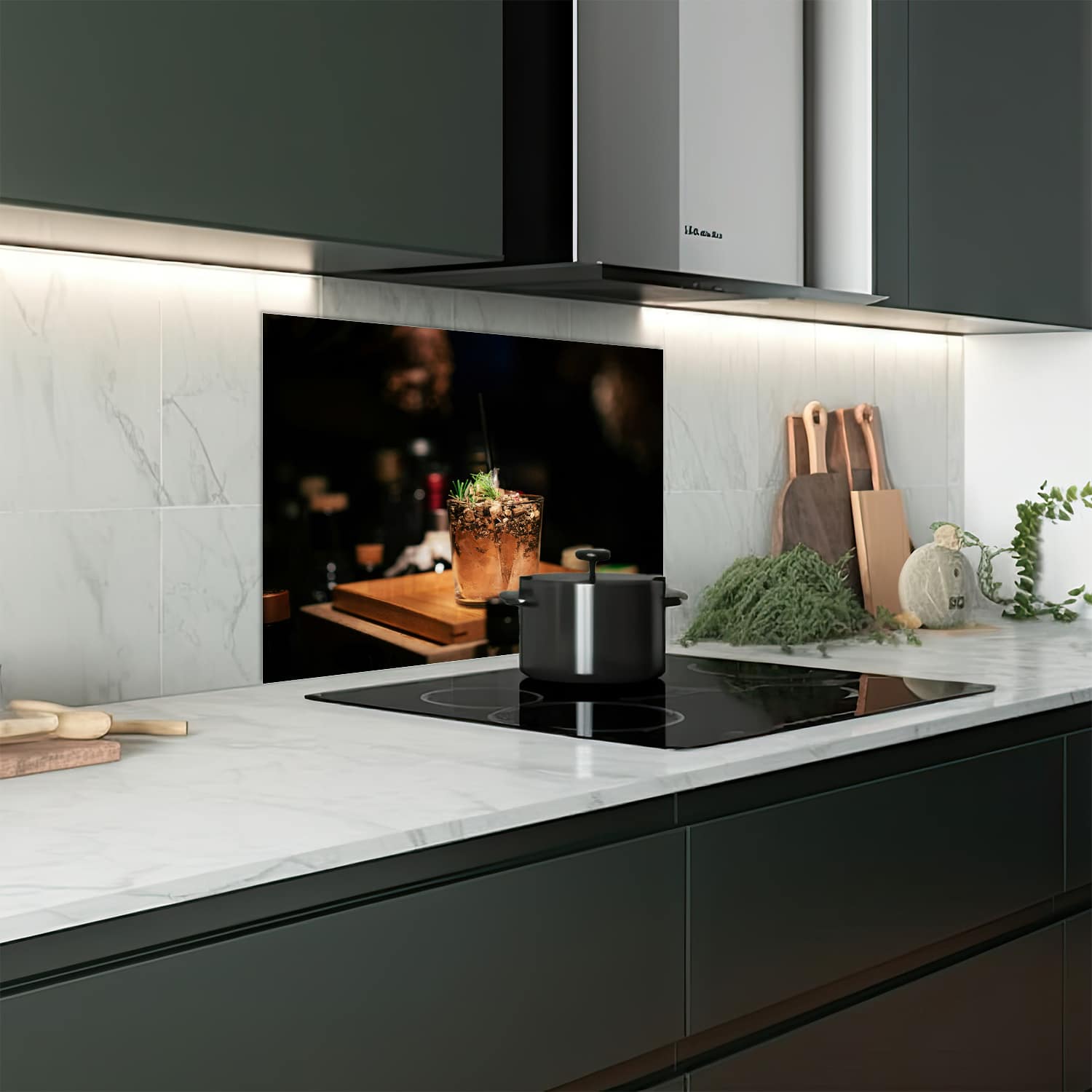 Eigen afmeting spatscherm-op-maat Keuken - Hittebestendig gehard glas - Exotische Drank
