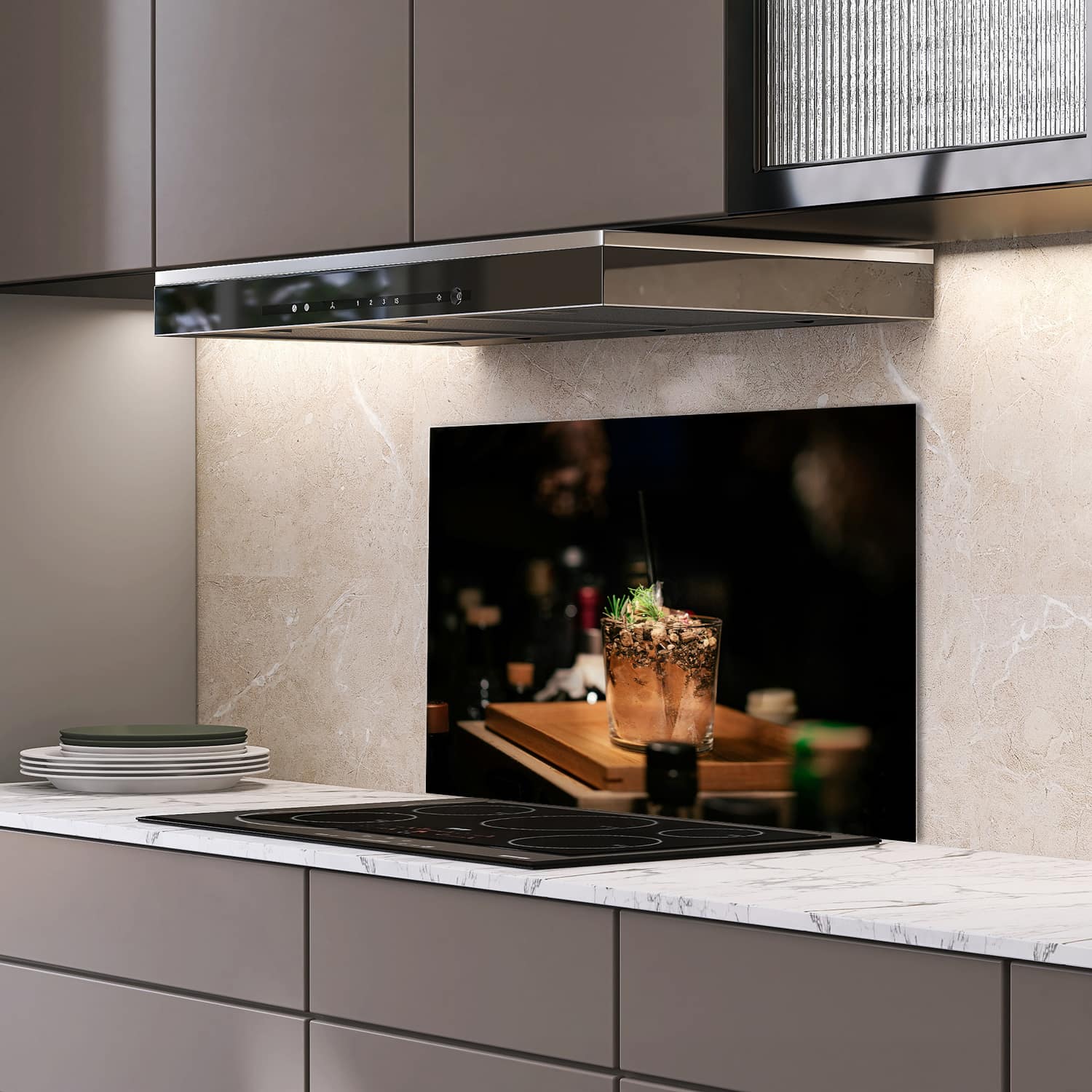 Eigen afmeting spatscherm-op-maat Keuken - Hittebestendig gehard glas - Exotische Drank