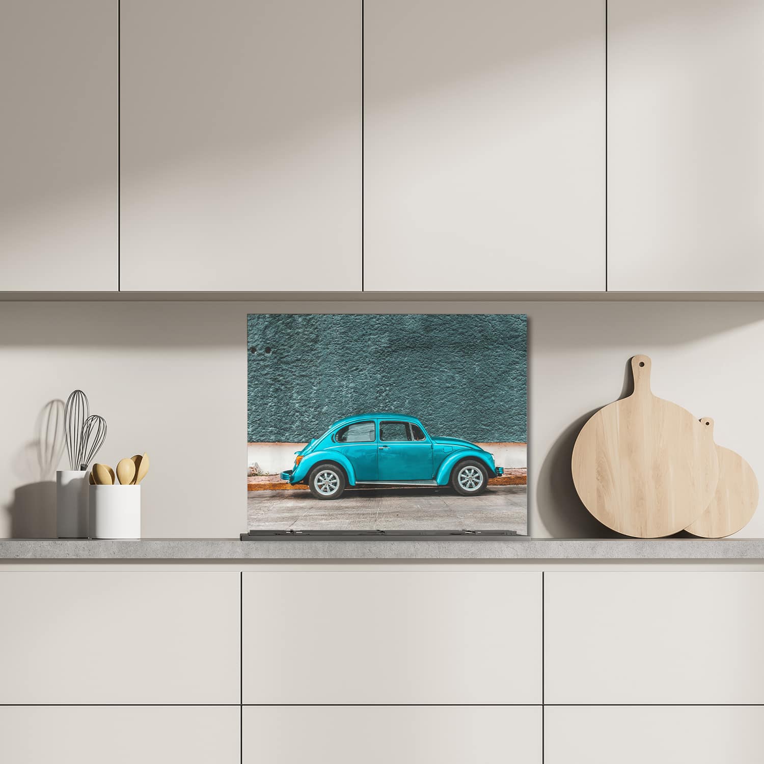 Eigen afmeting spatscherm-op-maat Keuken - Hittebestendig gehard glas - Volkswagen Kever