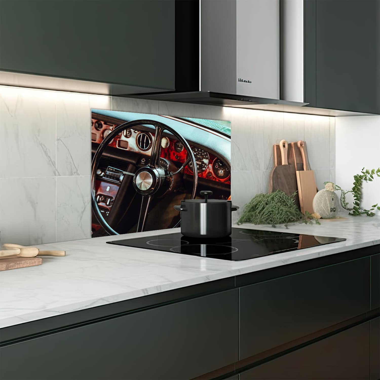 Eigen afmeting spatscherm-op-maat Keuken - Hittebestendig gehard glas - Vintage Interieur