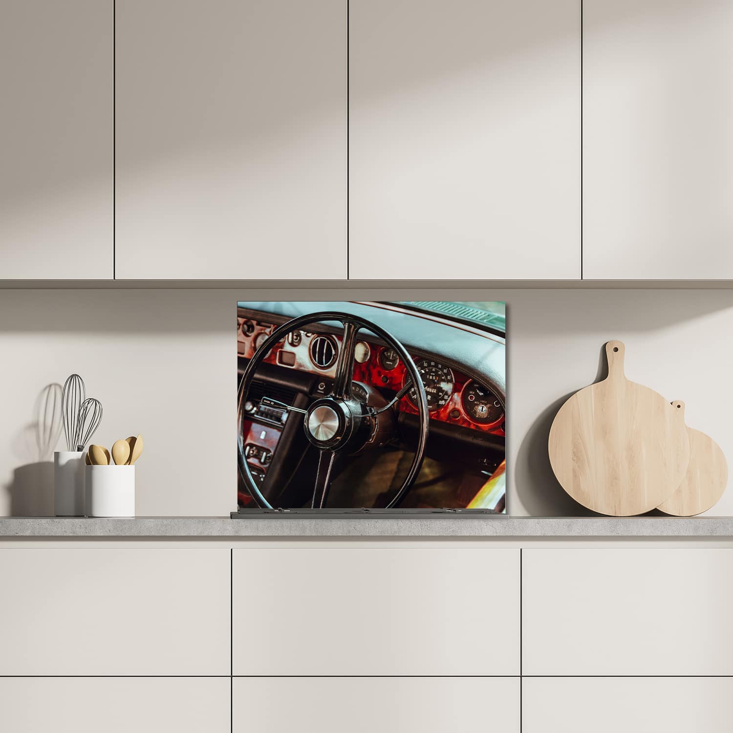 Eigen afmeting spatscherm-op-maat Keuken - Hittebestendig gehard glas - Vintage Interieur