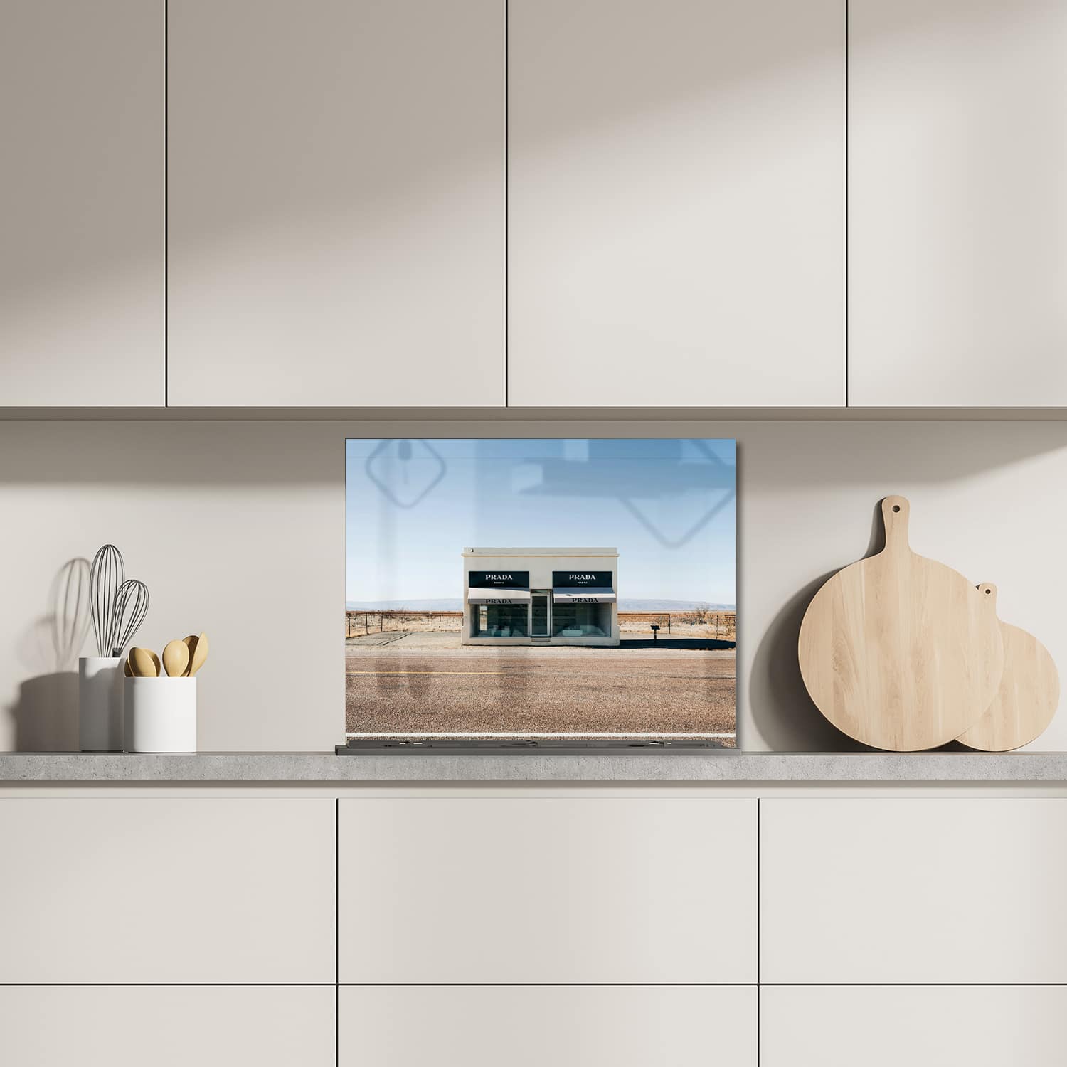 Eigen afmeting spatscherm-op-maat Keuken - Hittebestendig gehard glas - Prada Marfa