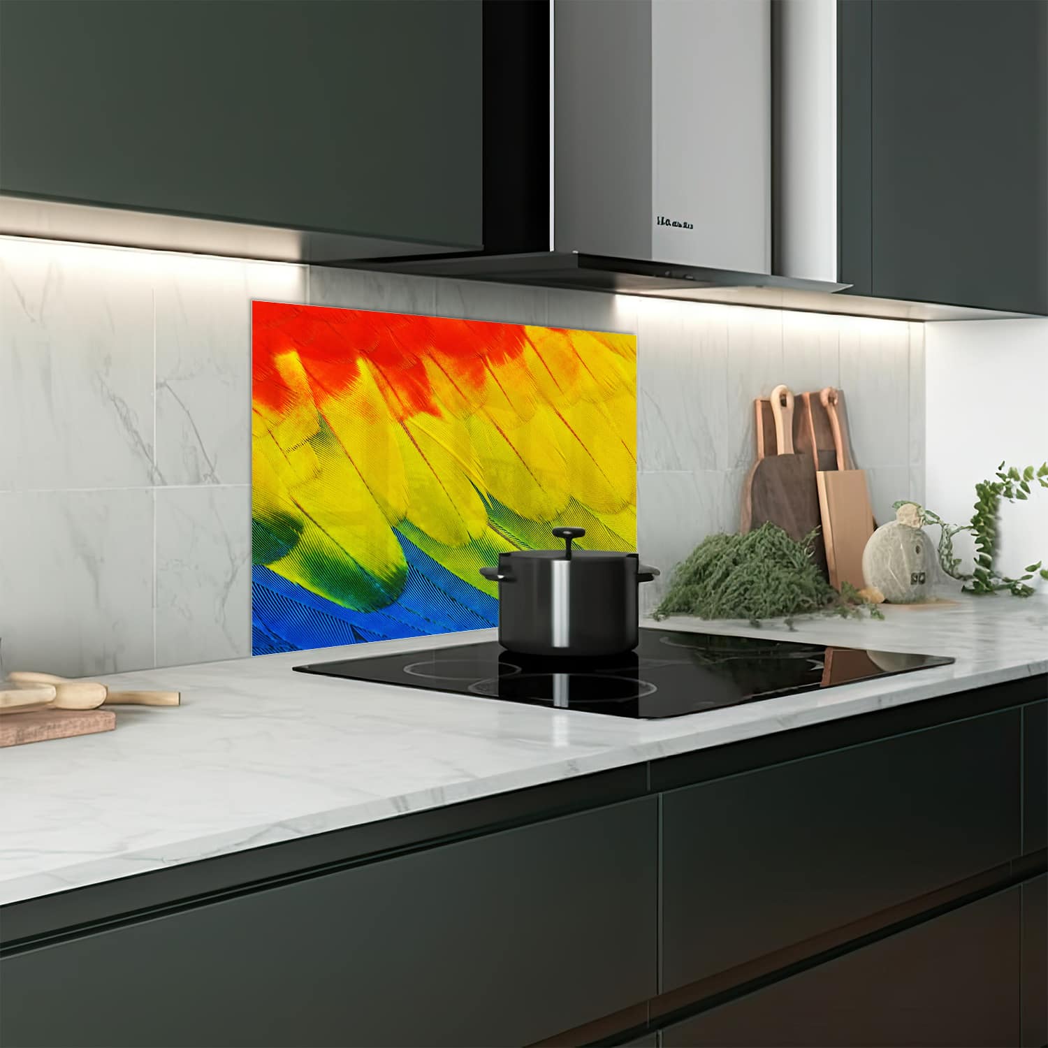 Eigen afmeting spatscherm-op-maat Keuken - Hittebestendig gehard glas - Vleugels van Kleur