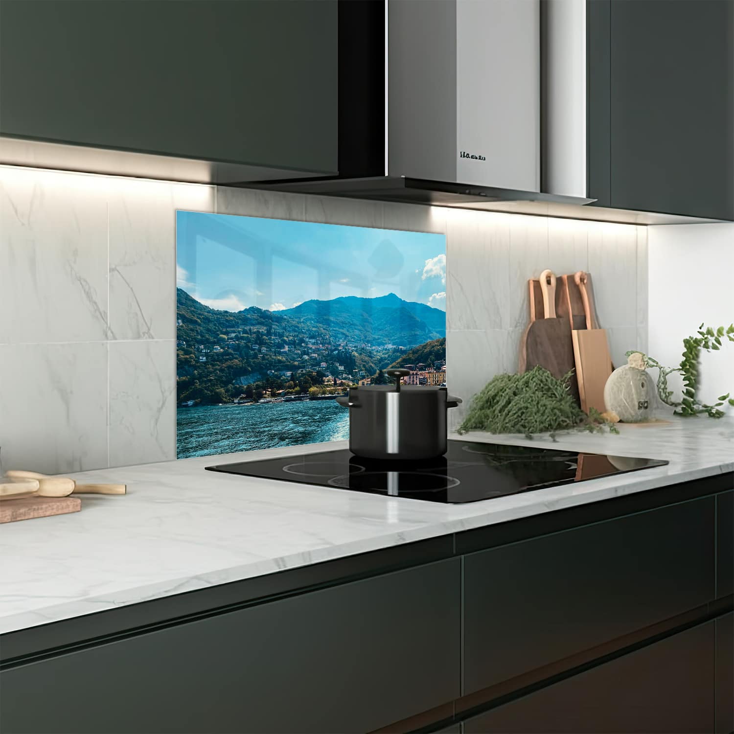 Eigen afmeting spatscherm-op-maat Keuken - Hittebestendig gehard glas - Varenna in ItaliÃÆ Æ Â«