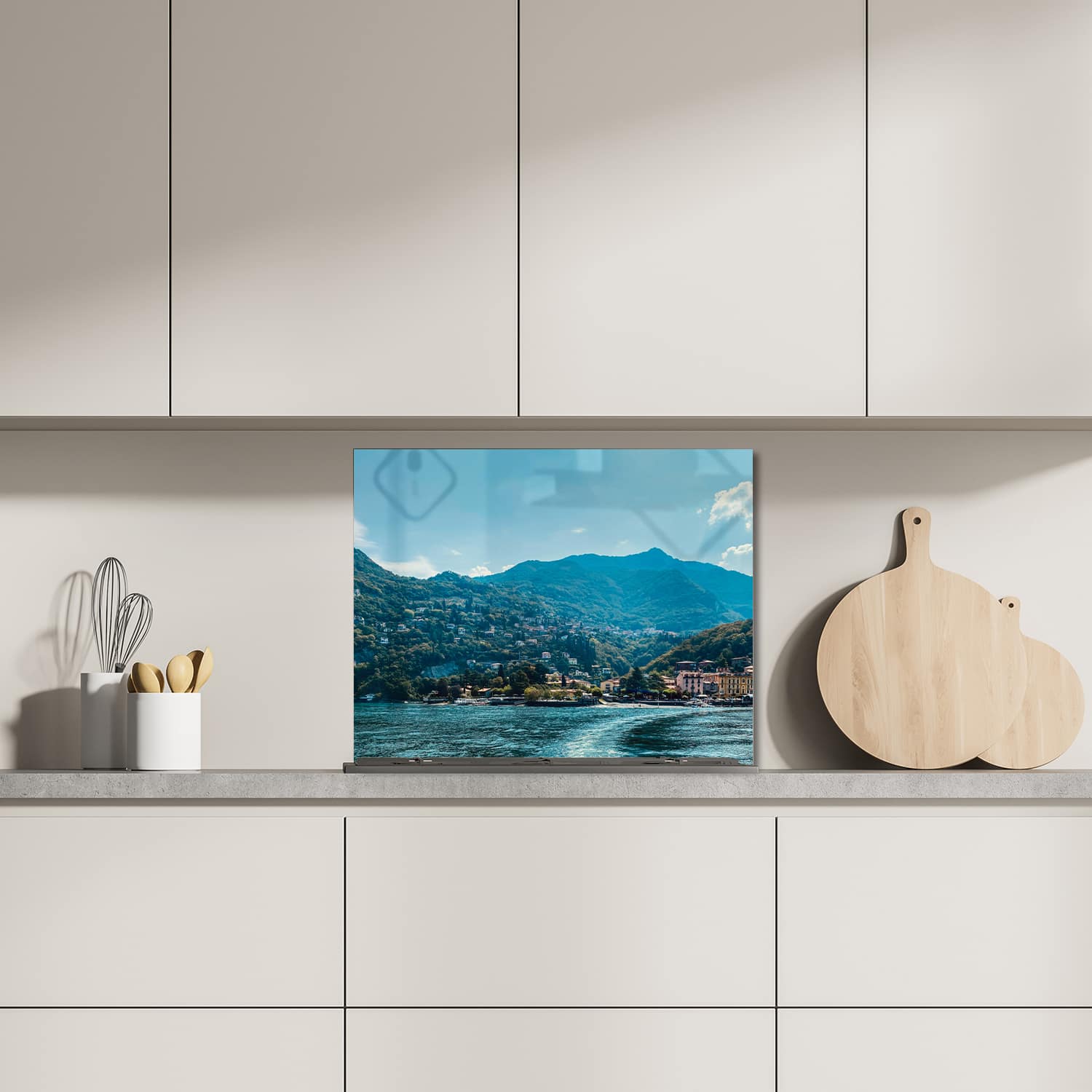 Eigen afmeting spatscherm-op-maat Keuken - Hittebestendig gehard glas - Varenna in ItaliÃÆ Æ Â«