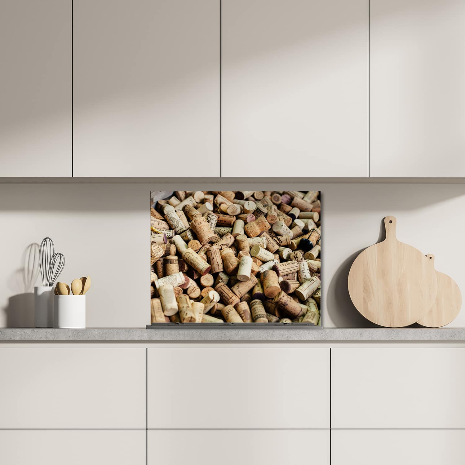 Eigen afmeting spatscherm-op-maat Keuken - Hittebestendig gehard glas - Wijnkurken