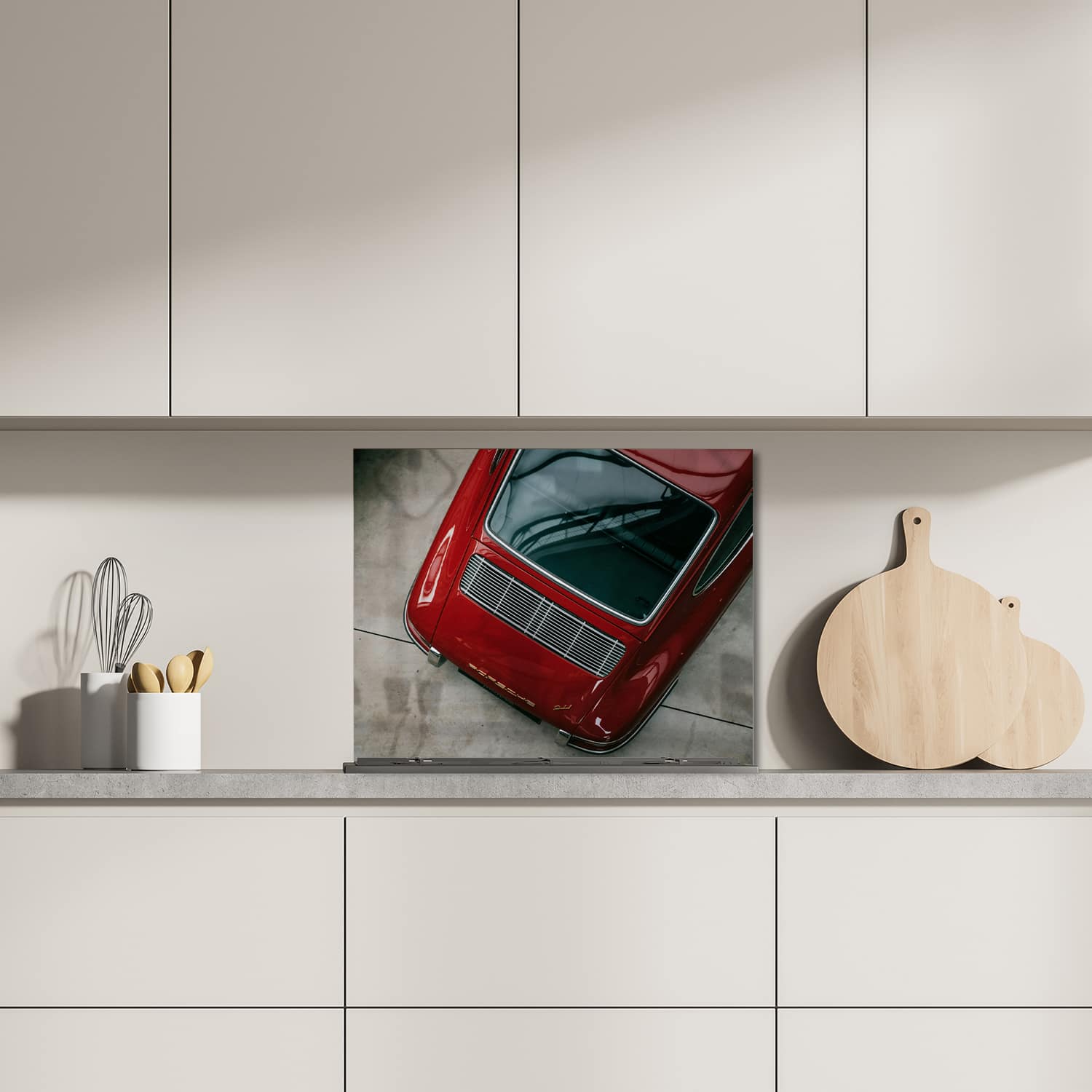 Eigen afmeting spatscherm-op-maat Keuken - Hittebestendig gehard glas - Porsche 911
