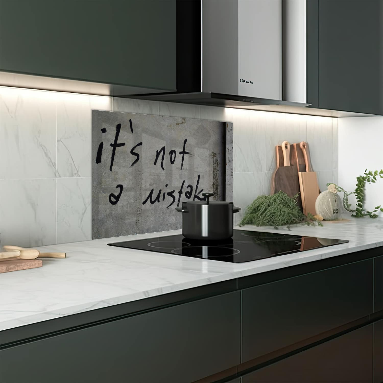 Eigen afmeting spatscherm-op-maat Keuken - Hittebestendig gehard glas - It's Not a Mistake