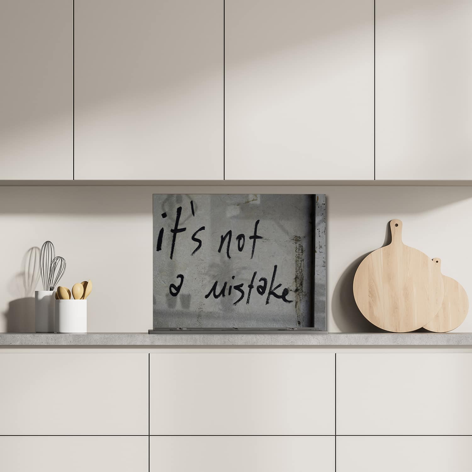 Eigen afmeting spatscherm-op-maat Keuken - Hittebestendig gehard glas - It's Not a Mistake