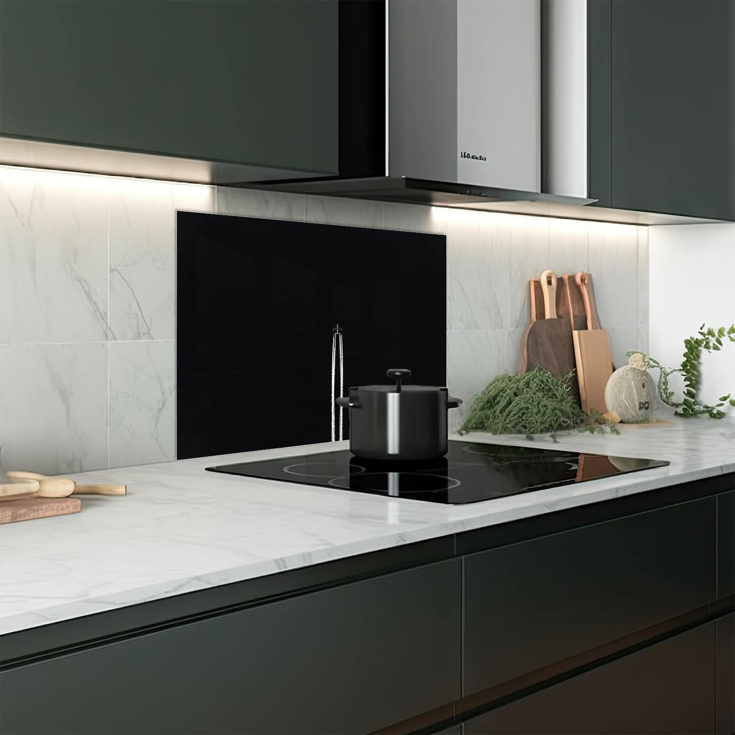 Eigen afmeting spatscherm-op-maat Keuken - Hittebestendig gehard glas - Zwart-Wit Vliegtuig