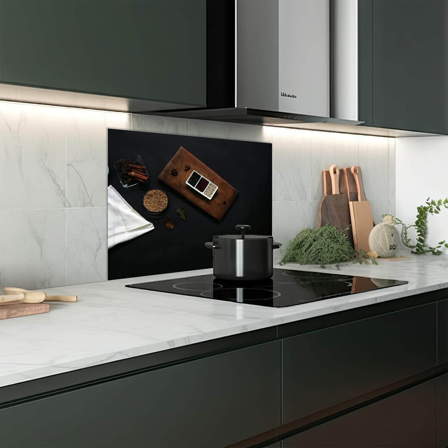 Eigen afmeting spatscherm-op-maat Keuken - Hittebestendig gehard glas - Smaakvolle Compositie