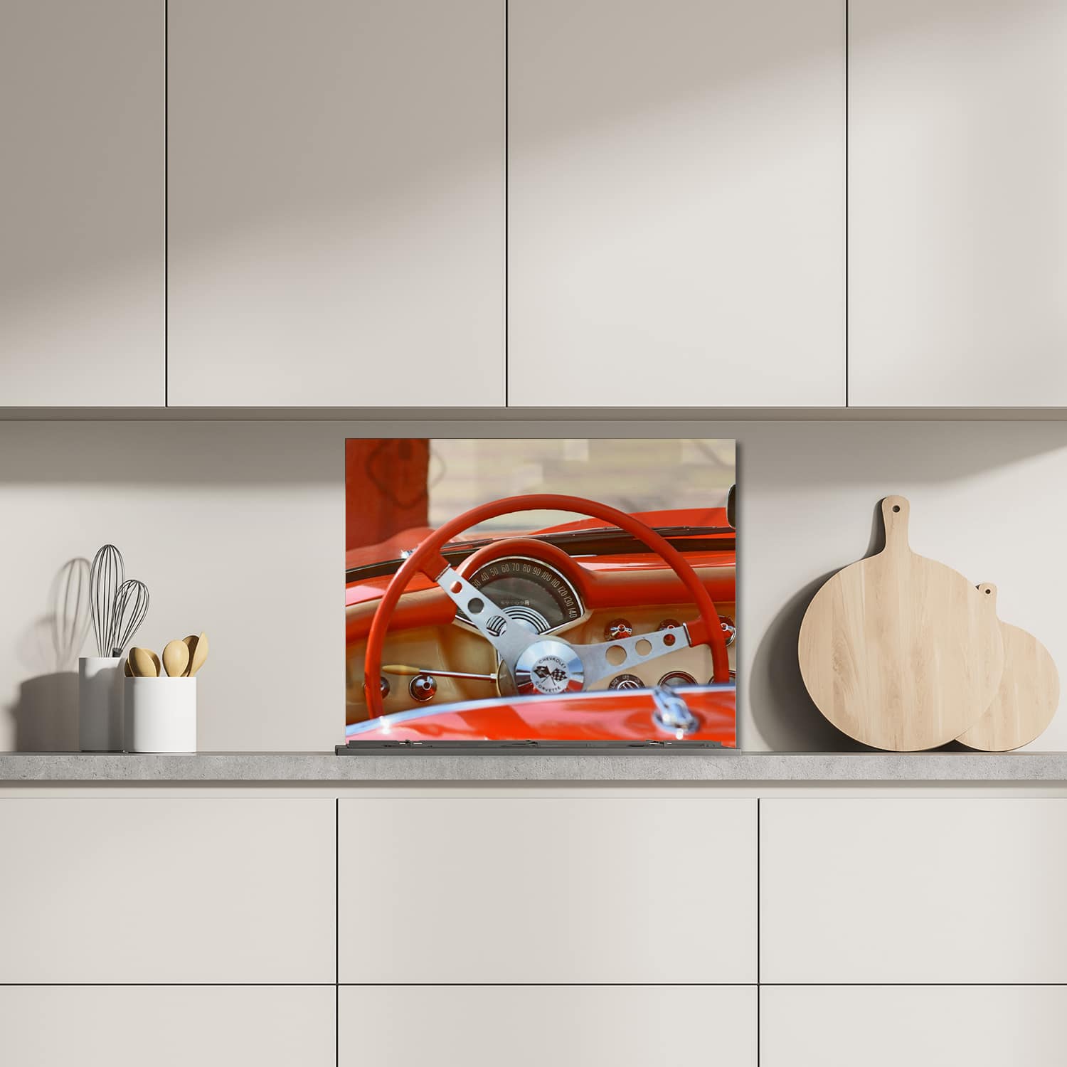 Eigen afmeting spatscherm-op-maat Keuken - Hittebestendig gehard glas - Corvette Interieur