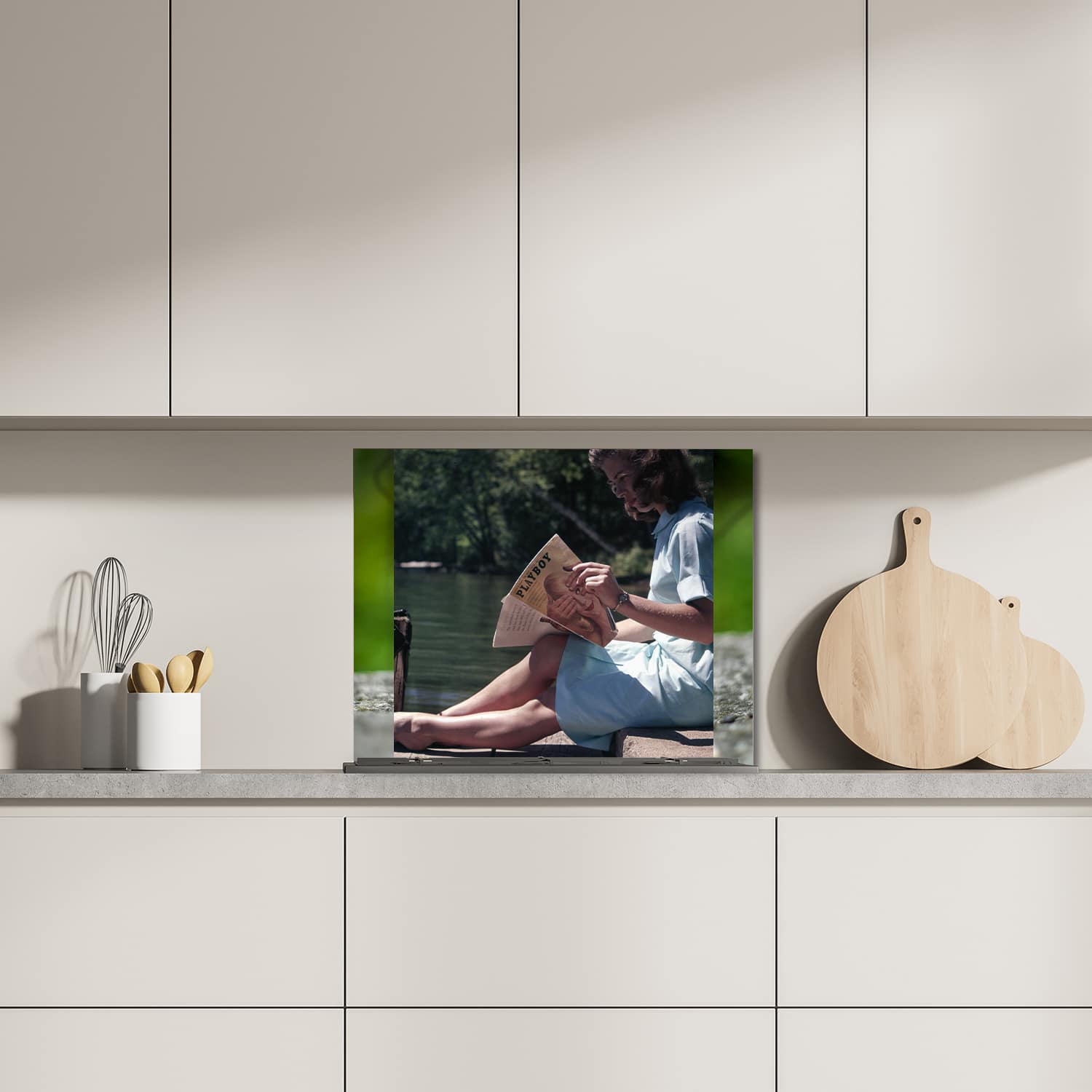 Eigen afmeting spatscherm-op-maat Keuken - Hittebestendig gehard glas - Playboy