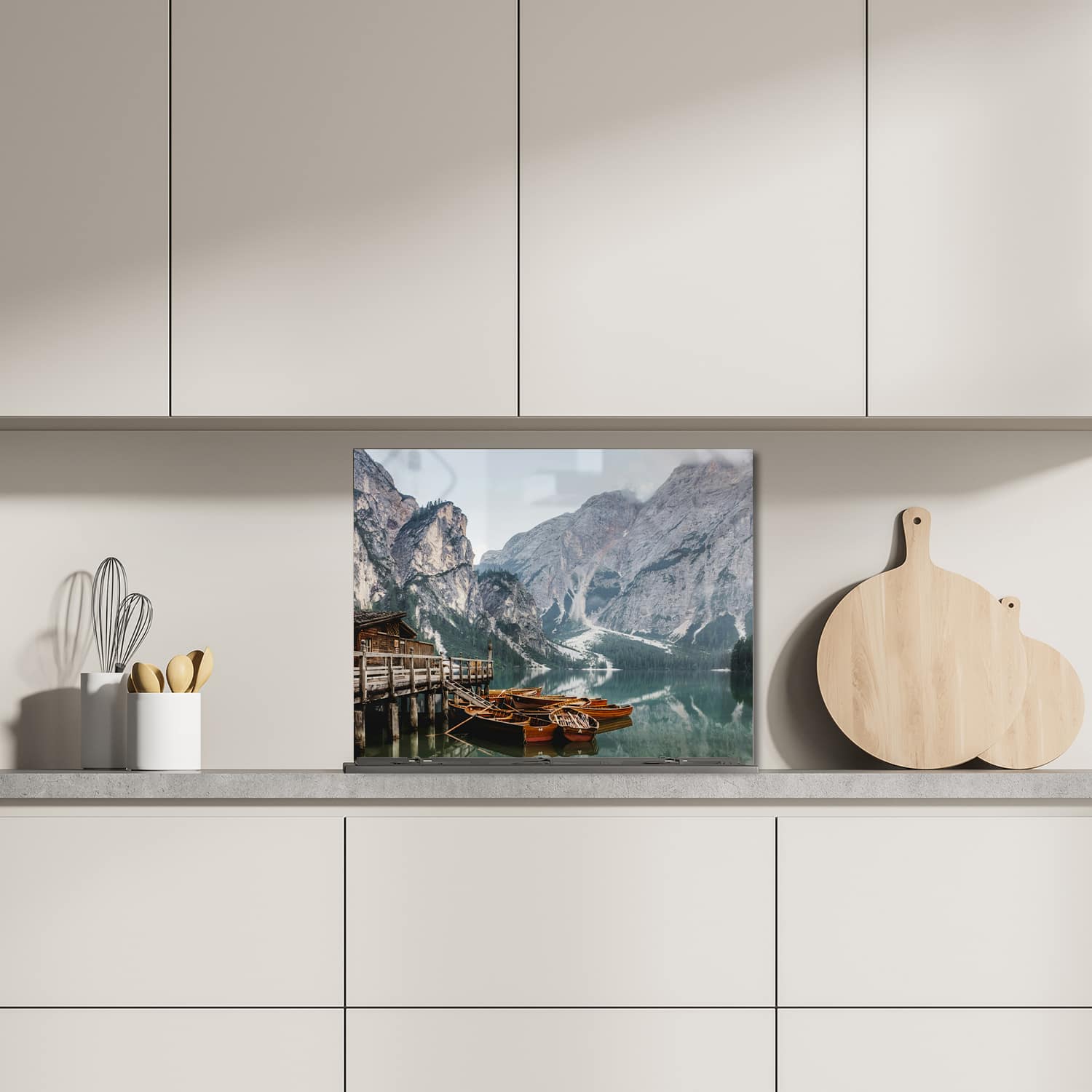 Eigen afmeting spatscherm-op-maat Keuken - Hittebestendig gehard glas - Pragser Wildsee
