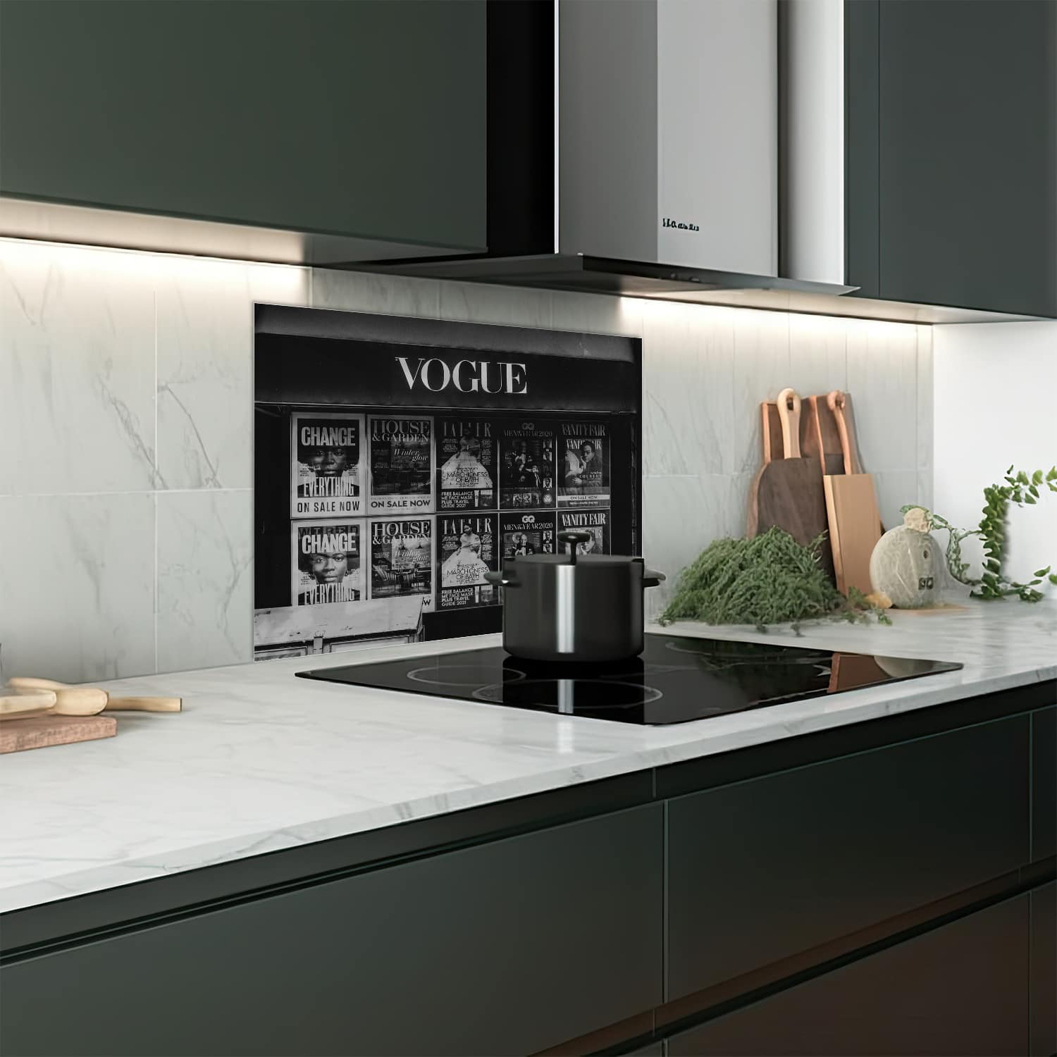 Eigen afmeting spatscherm-op-maat Keuken - Hittebestendig gehard glas - Vogue