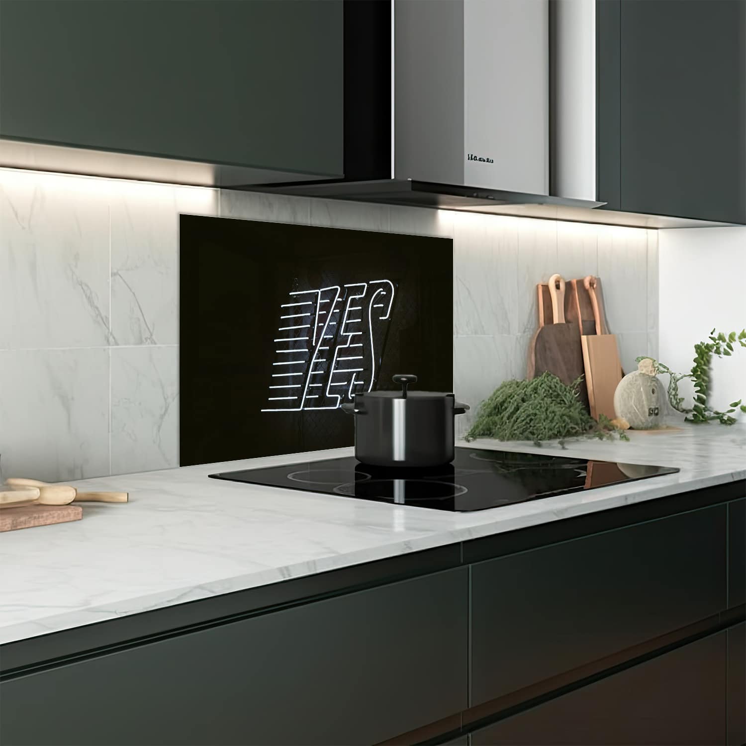 Eigen afmeting spatscherm-op-maat Keuken - Hittebestendig gehard glas - YES