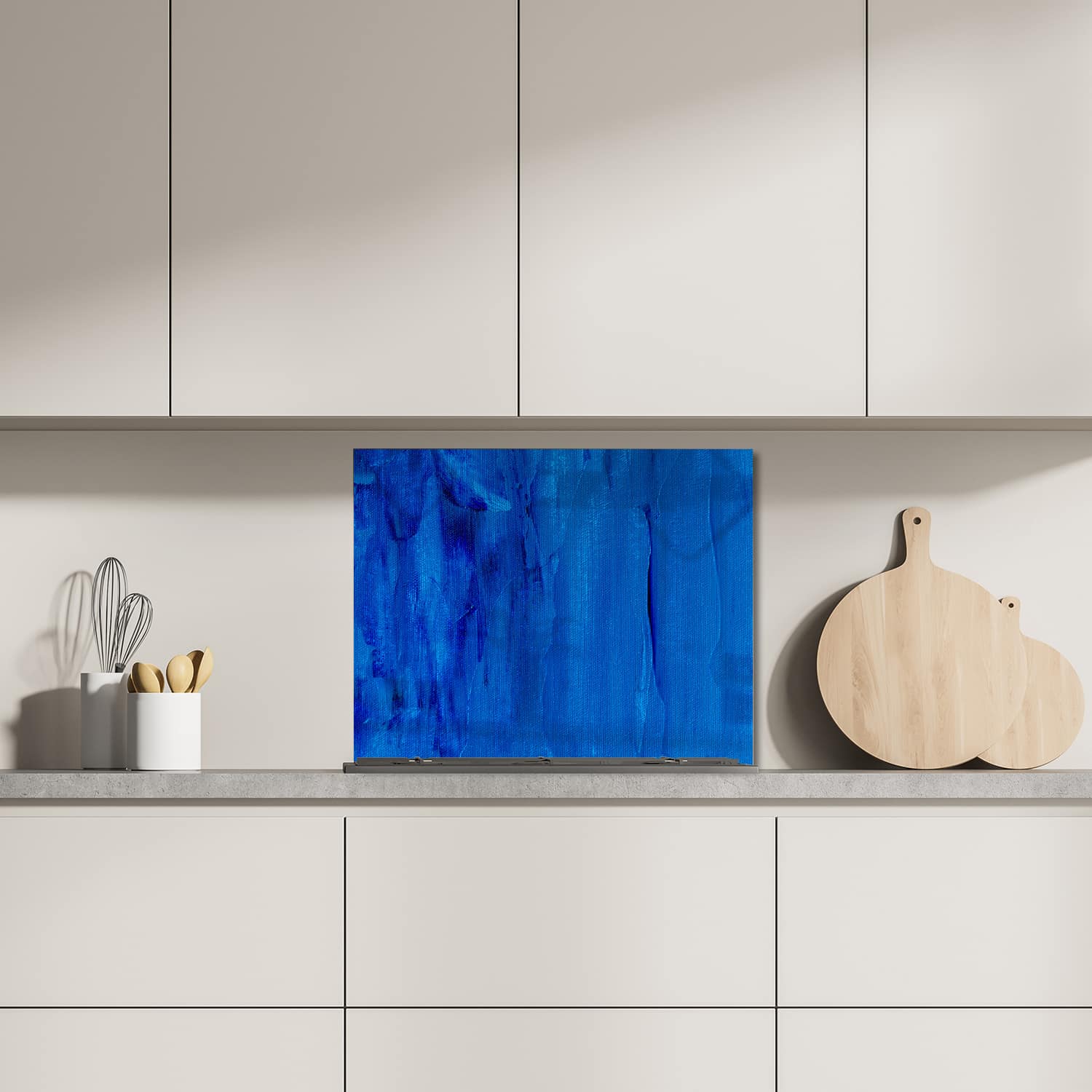 Eigen afmeting spatscherm-op-maat Keuken - Hittebestendig gehard glas - Blauw Abstractie