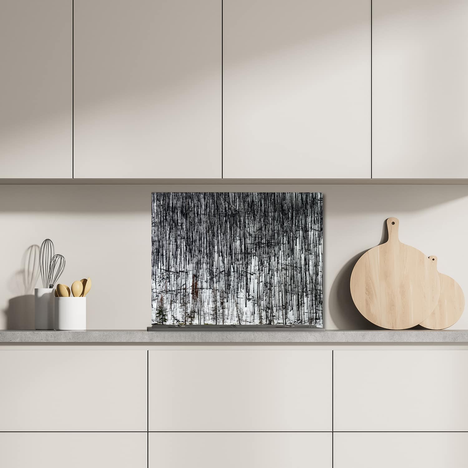 Eigen afmeting spatscherm-op-maat Keuken - Hittebestendig gehard glas - Winters Woud