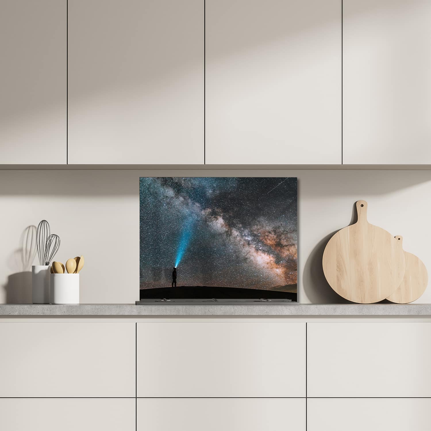 Eigen afmeting spatscherm-op-maat Keuken - Hittebestendig gehard glas - Sterrenkijken onder de Melkweg