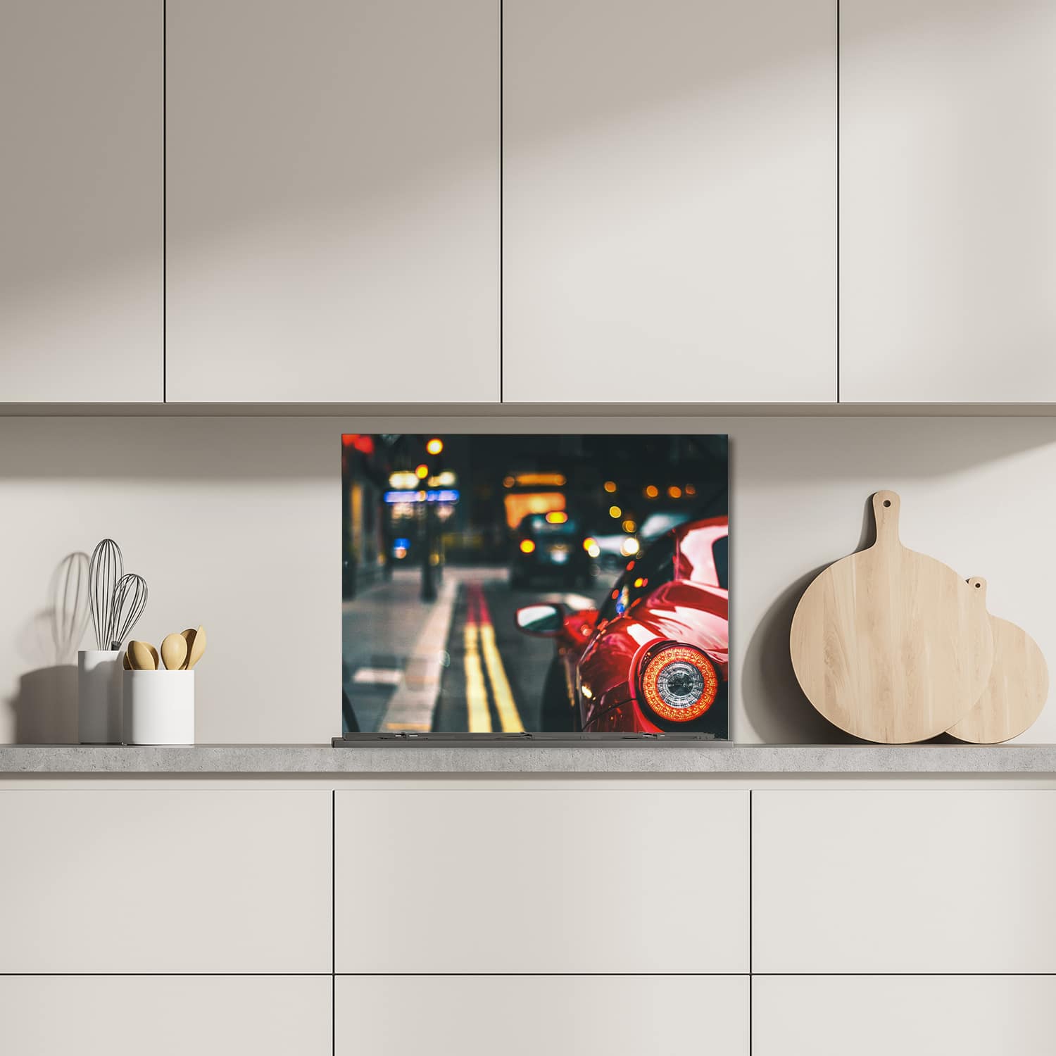 Eigen afmeting spatscherm-op-maat Keuken - Hittebestendig gehard glas - Ferrari 458 Spider