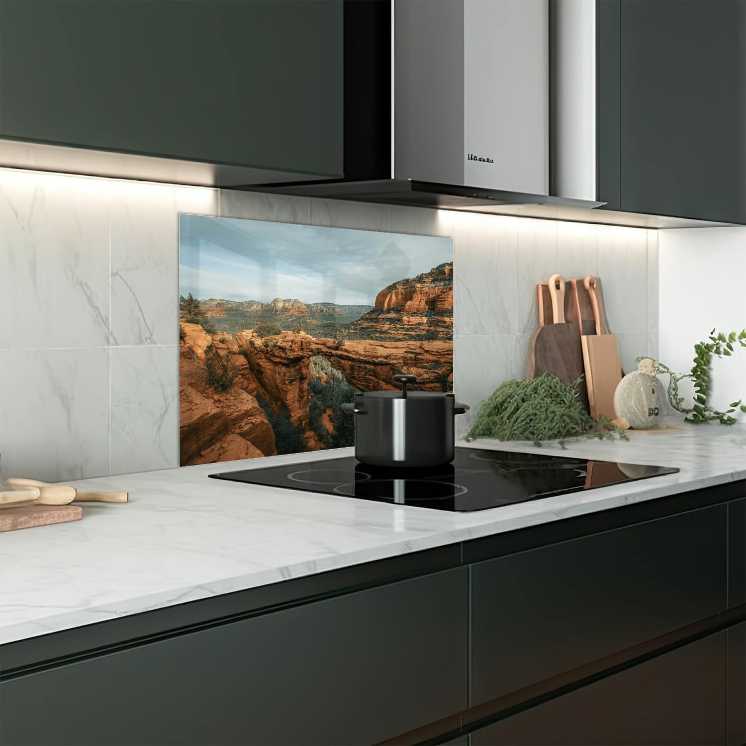 Eigen afmeting spatscherm-op-maat Keuken - Hittebestendig gehard glas - Rotsen in de Canyons