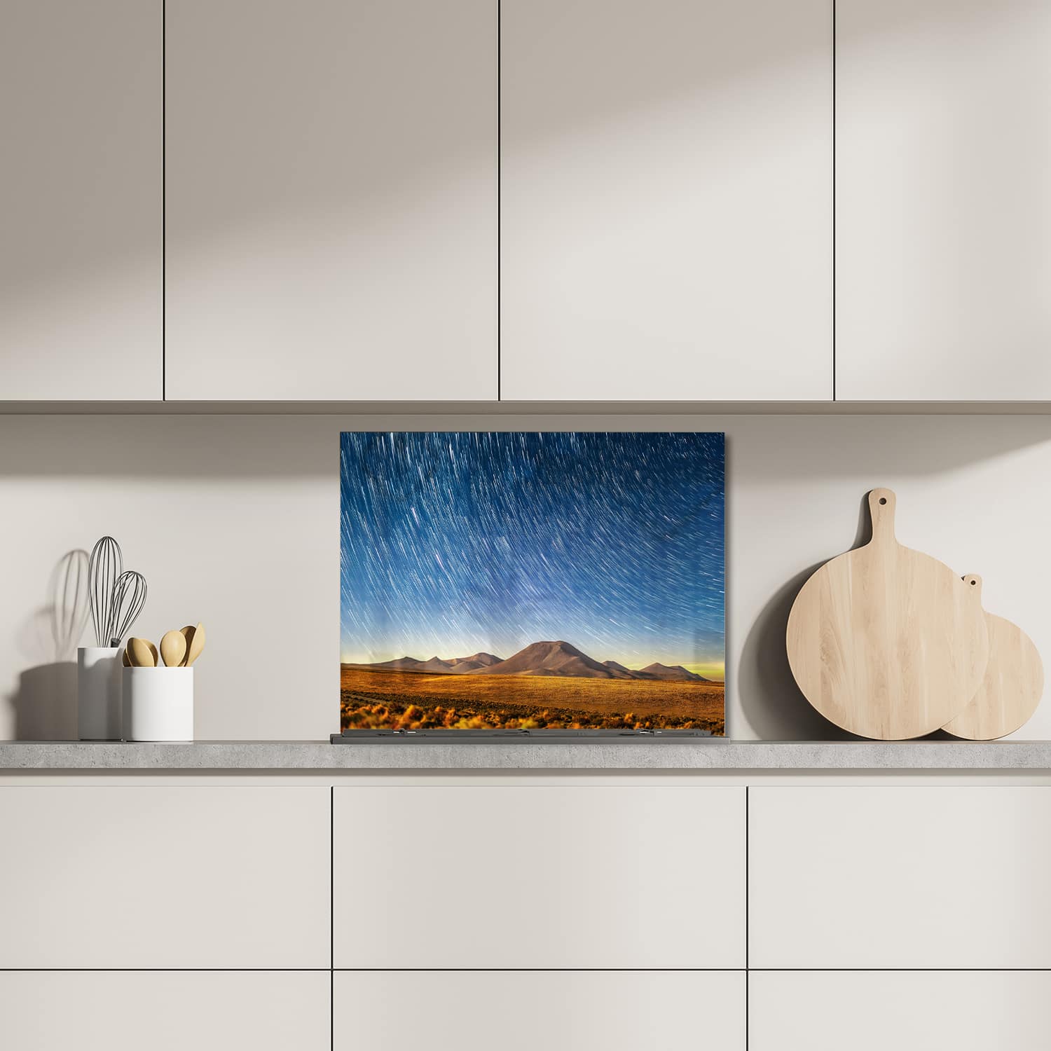 Eigen afmeting spatscherm-op-maat Keuken - Hittebestendig gehard glas - Sterrenhemel in de Woestijn
