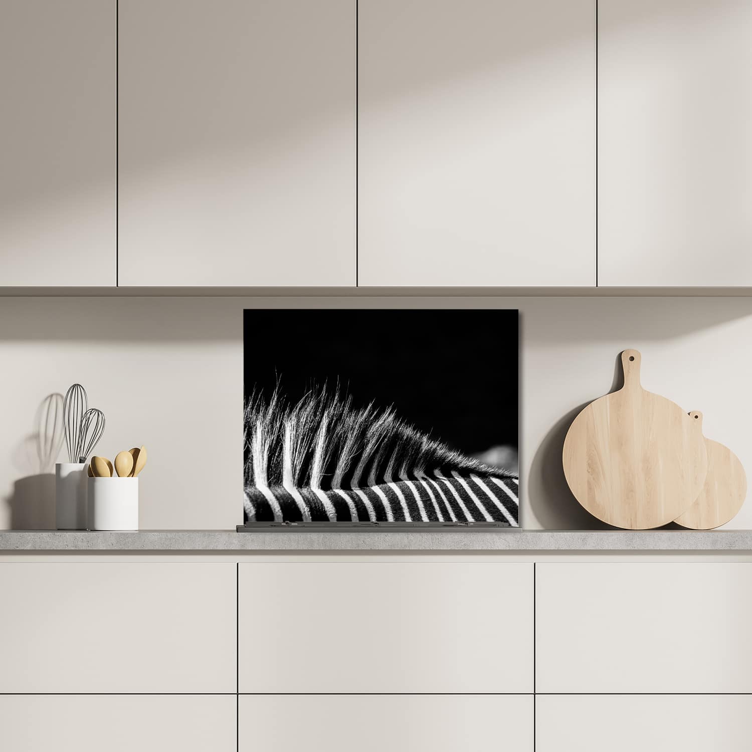 Eigen afmeting spatscherm-op-maat Keuken - Hittebestendig gehard glas - Zwart-Wit Zebra