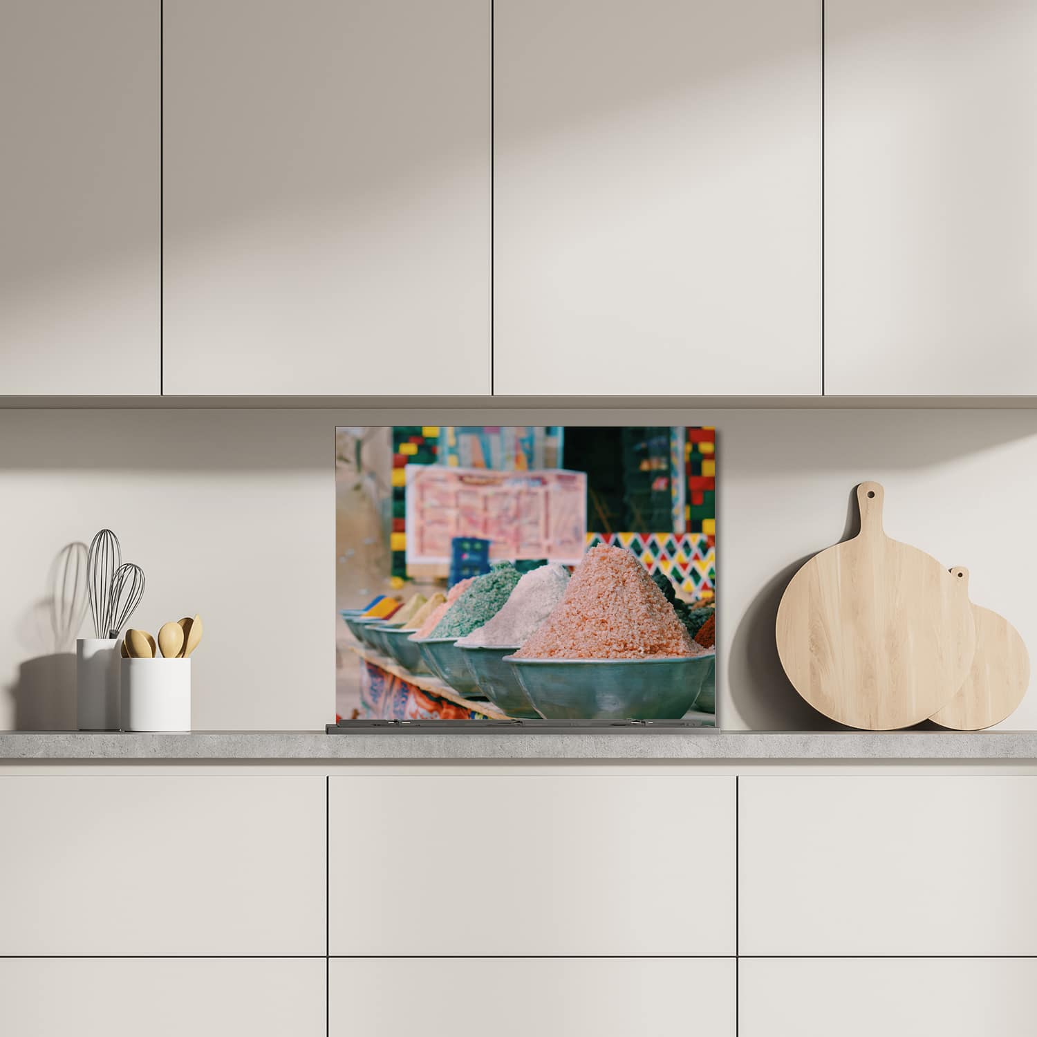 Eigen afmeting spatscherm-op-maat Keuken - Hittebestendig gehard glas - Specerijen en Zout