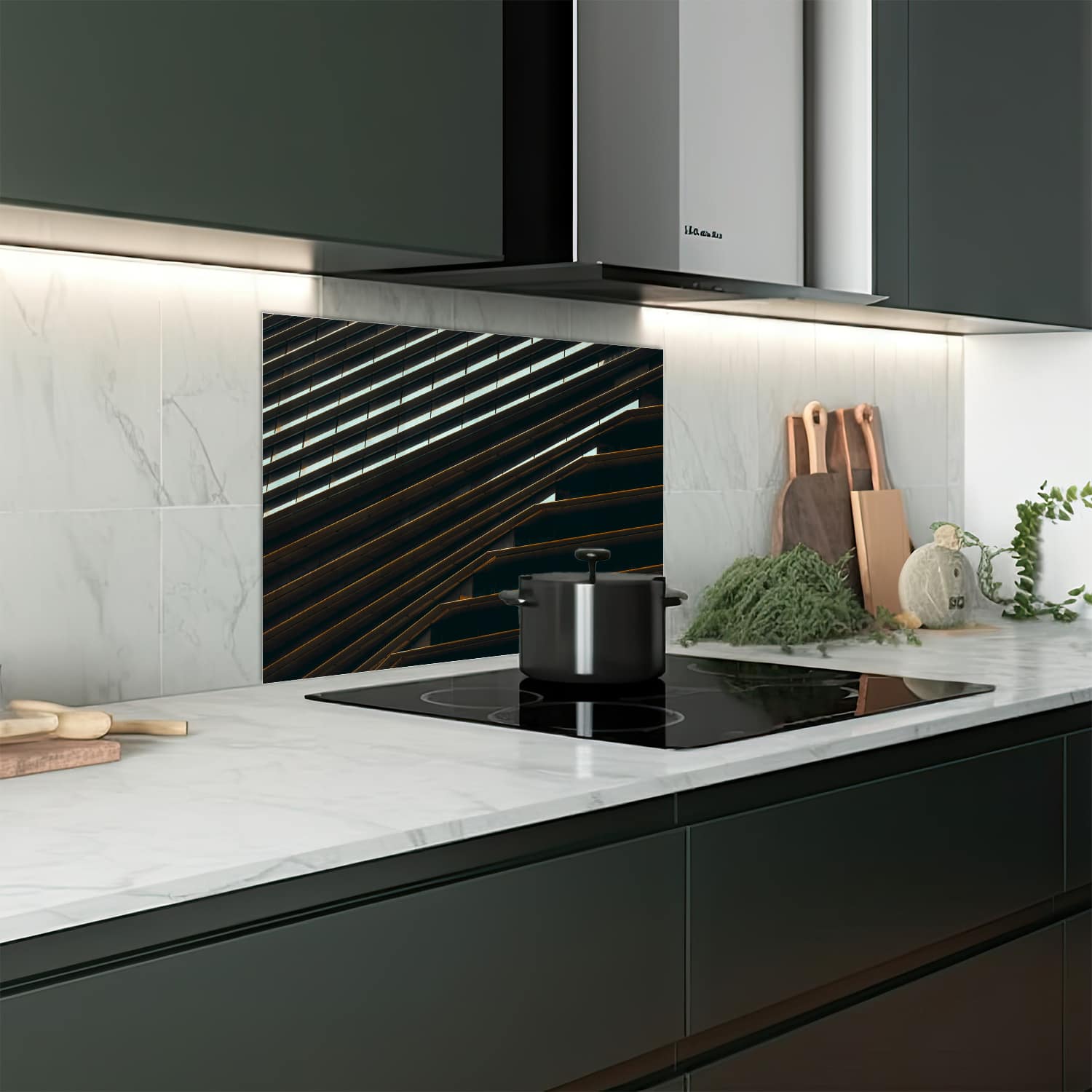 Eigen afmeting spatscherm-op-maat Keuken - Hittebestendig gehard glas - Close-up van Gebouw