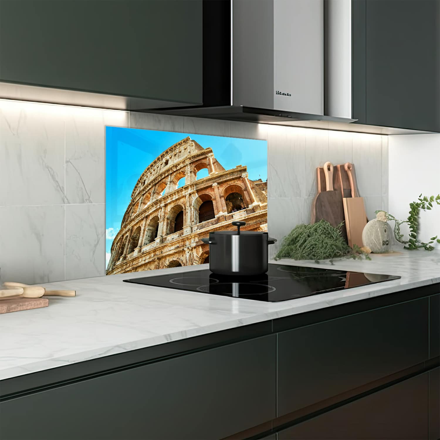 Eigen afmeting spatscherm-op-maat Keuken - Hittebestendig gehard glas - Colosseum