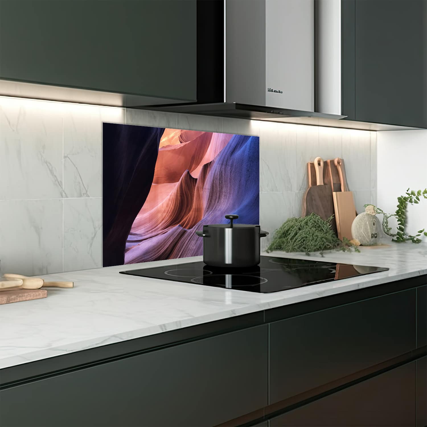 Eigen afmeting spatscherm-op-maat Keuken - Hittebestendig gehard glas - Antelope Canyon