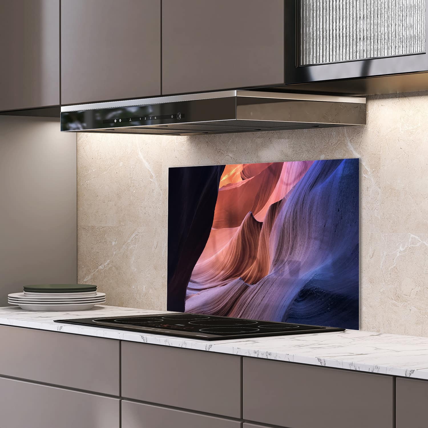 Eigen afmeting spatscherm-op-maat Keuken - Hittebestendig gehard glas - Antelope Canyon