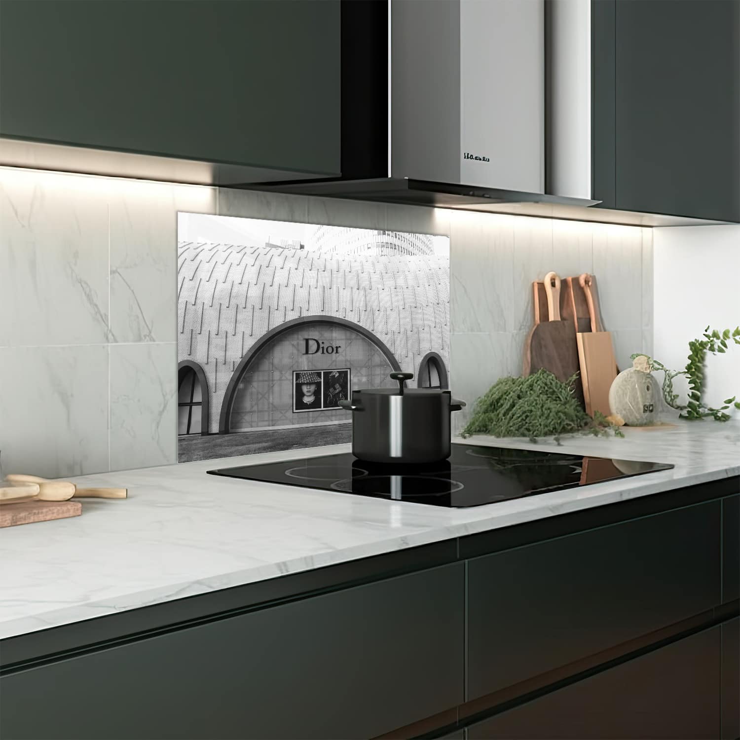 Eigen afmeting spatscherm-op-maat Keuken - Hittebestendig gehard glas - Dior Winkel