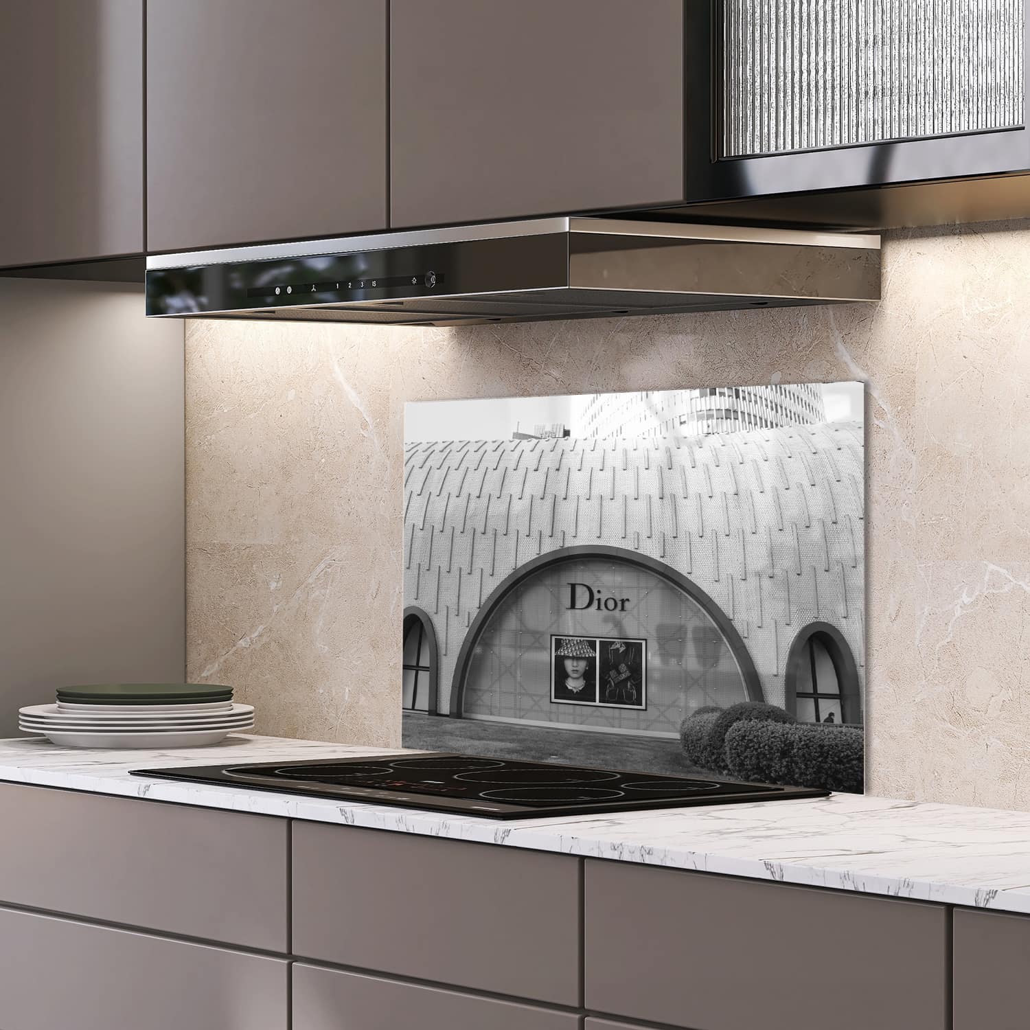 Eigen afmeting spatscherm-op-maat Keuken - Hittebestendig gehard glas - Dior Winkel