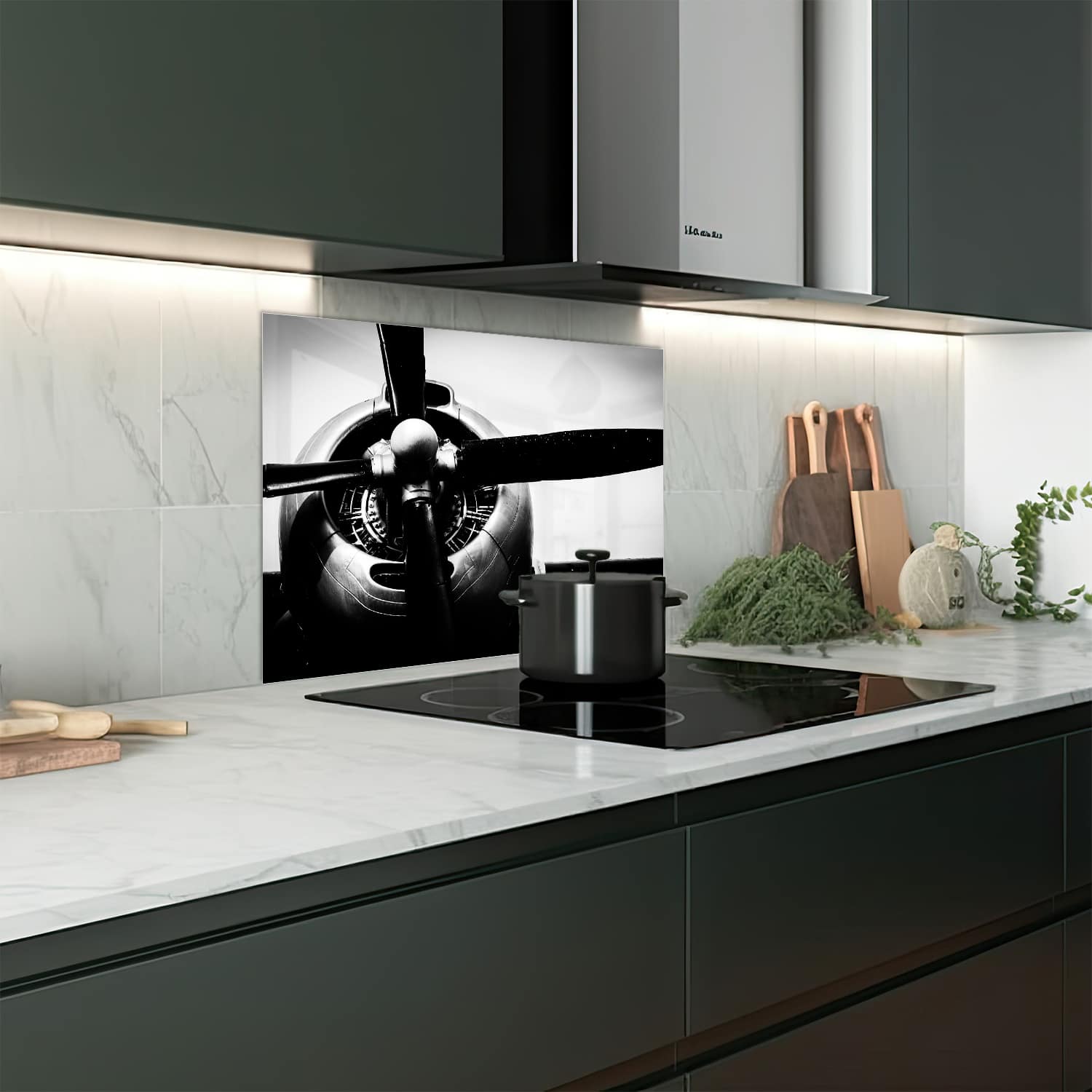 Eigen afmeting spatscherm-op-maat Keuken - Hittebestendig gehard glas - Radiaalmotor