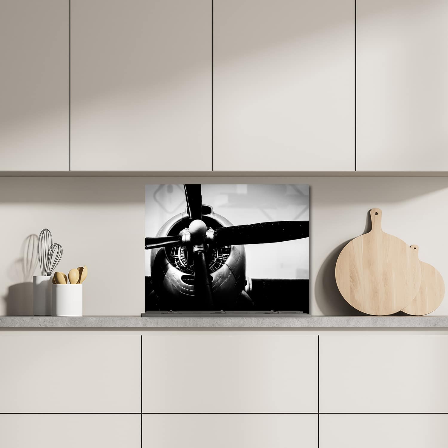 Eigen afmeting spatscherm-op-maat Keuken - Hittebestendig gehard glas - Radiaalmotor