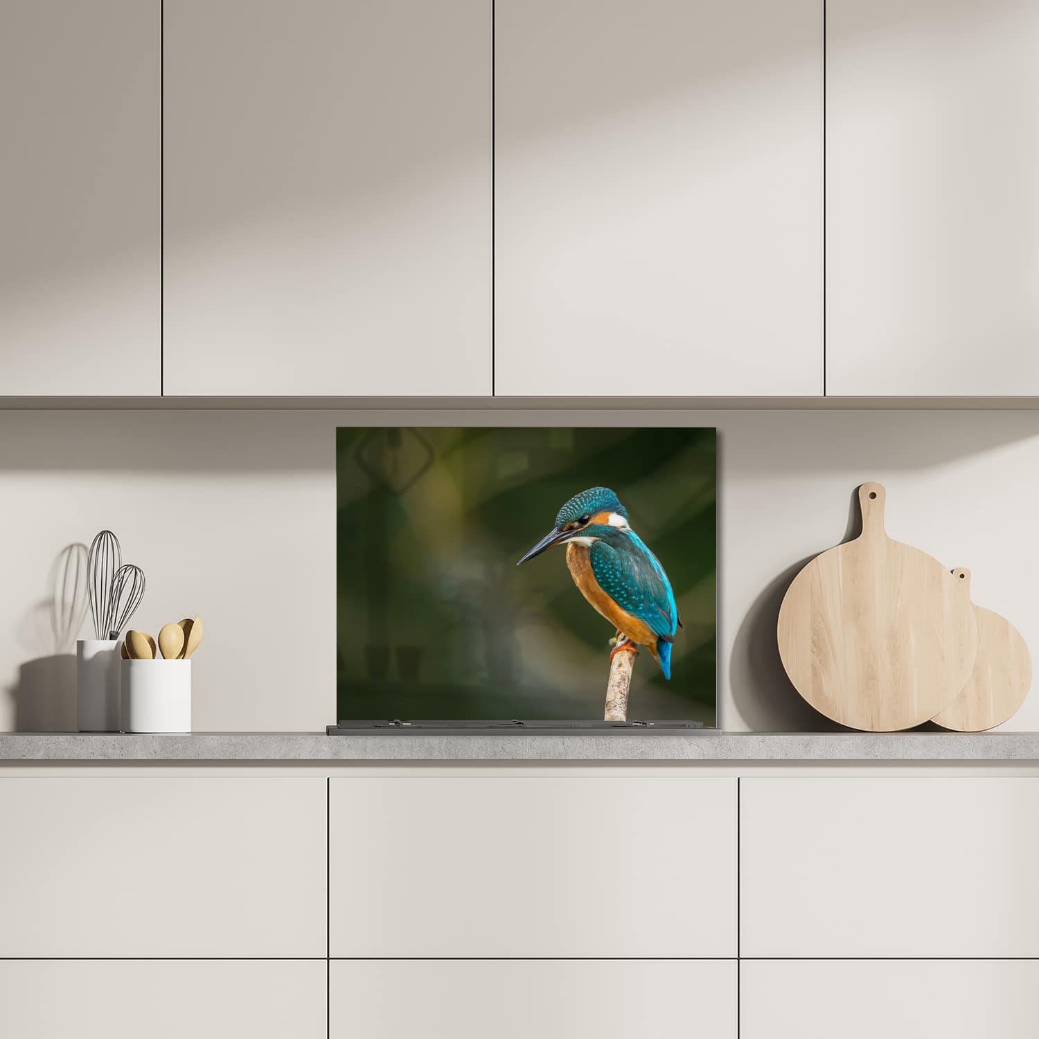 Eigen afmeting spatscherm-op-maat Keuken - Hittebestendig gehard glas - Kleurrijke ijsvogel