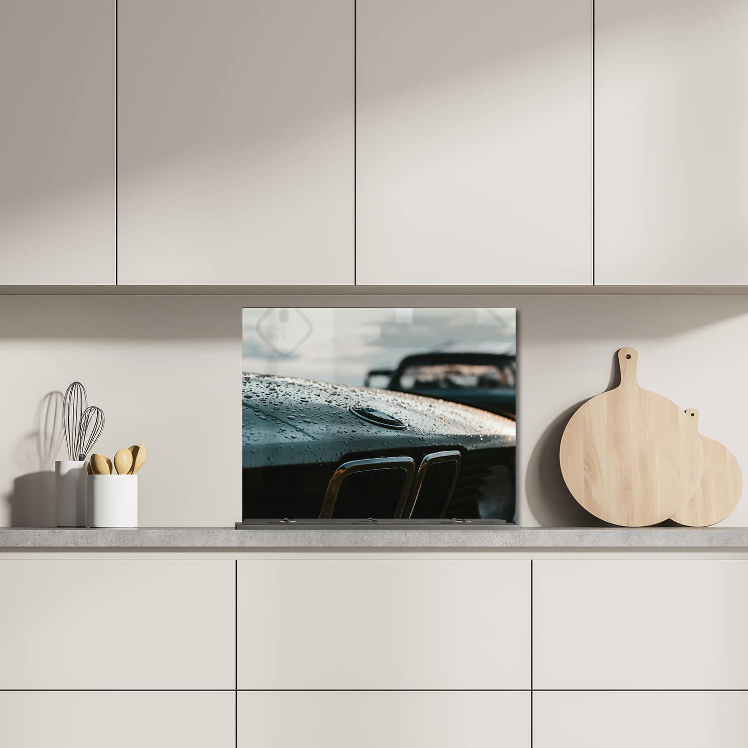 Eigen afmeting spatscherm-op-maat Keuken - Hittebestendig gehard glas - Vintage BMW