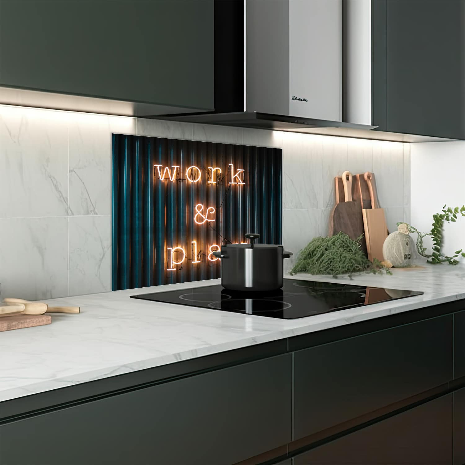 Eigen afmeting spatscherm-op-maat Keuken - Hittebestendig gehard glas - Work & Play