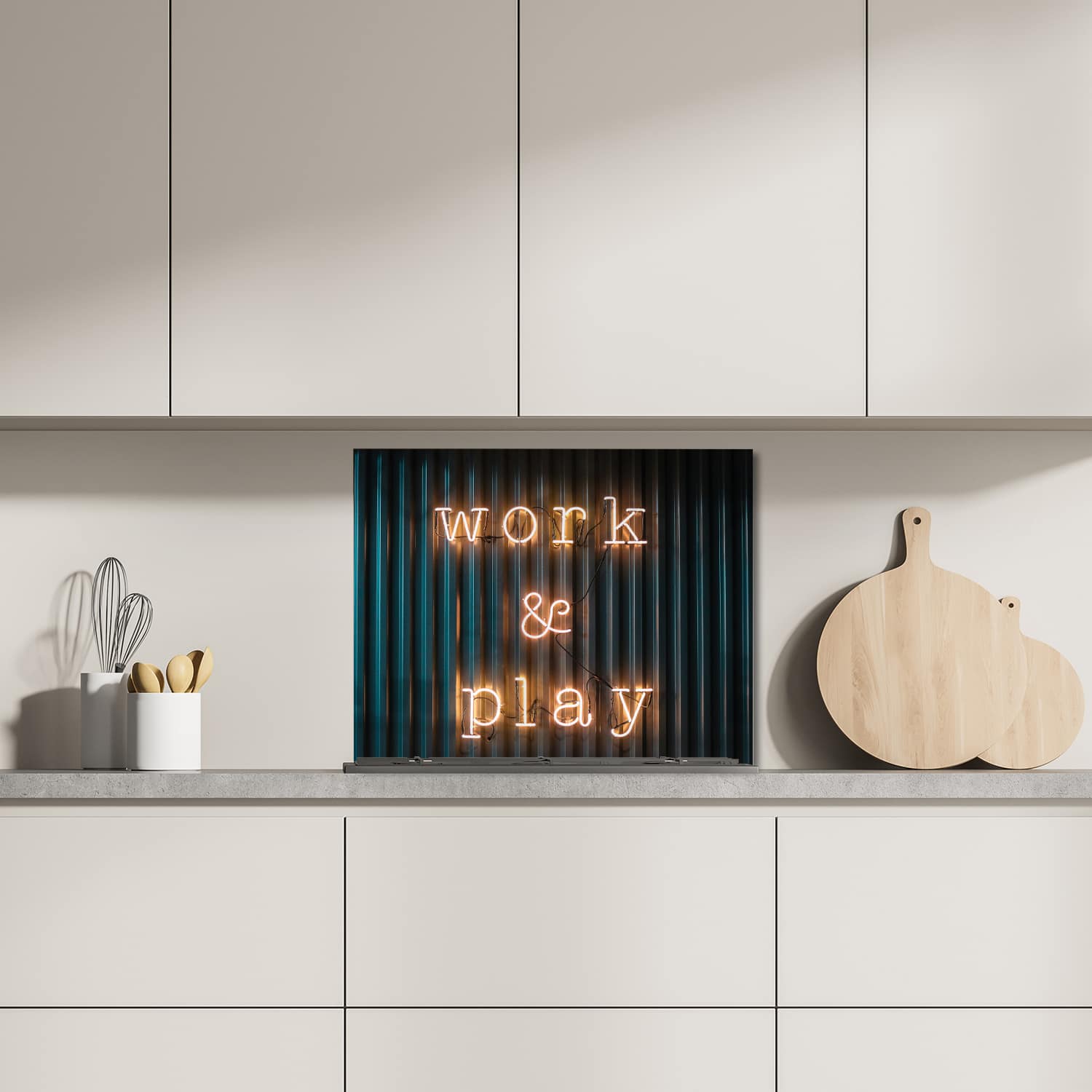 Eigen afmeting spatscherm-op-maat Keuken - Hittebestendig gehard glas - Work & Play