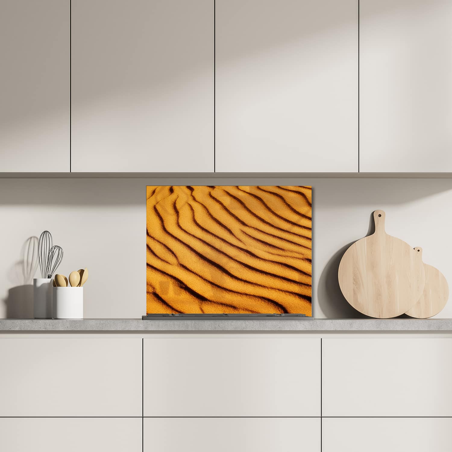 Eigen afmeting spatscherm-op-maat Keuken - Hittebestendig gehard glas - Gelaagd Zand