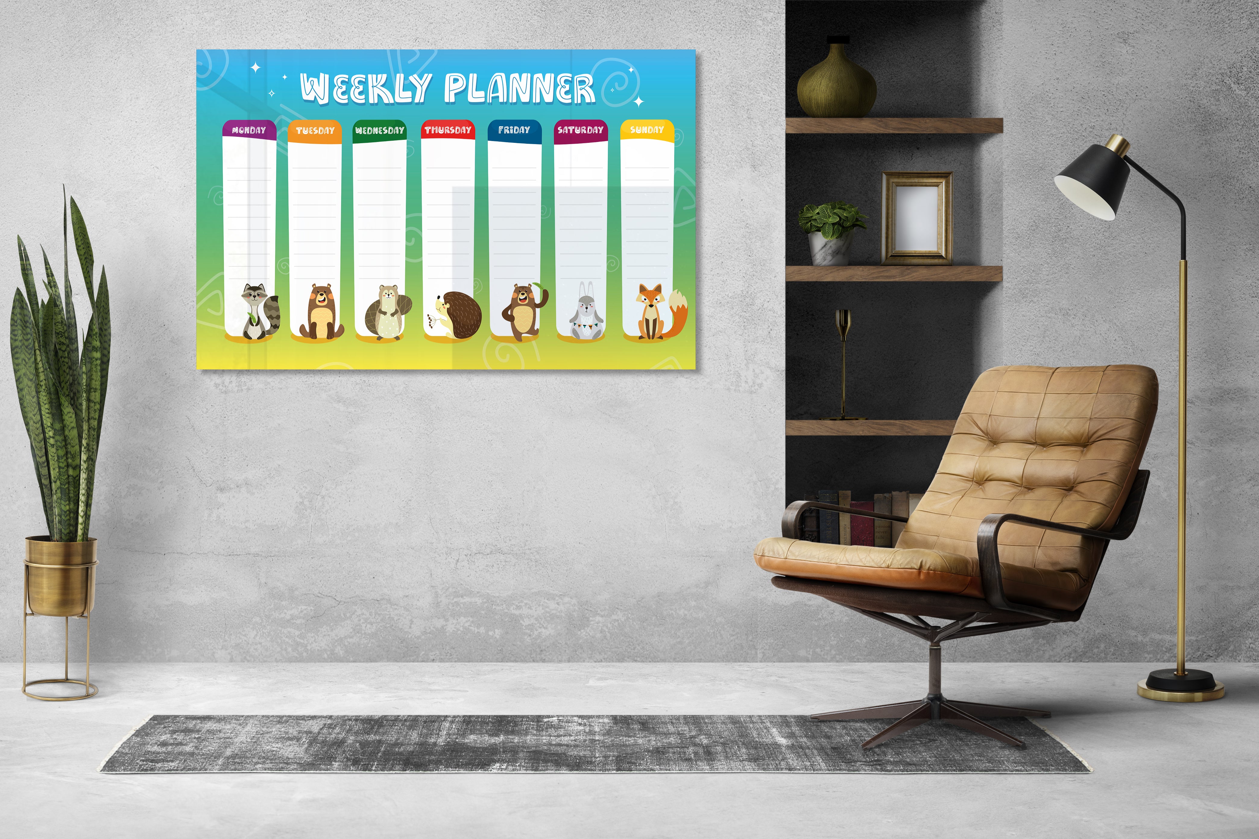 Mydesignglas  Designglas Whiteboard Weekplanner - Metaal - Magneetbord - Memobord - Weekplanner- Direct Leverbaar (Copy)
