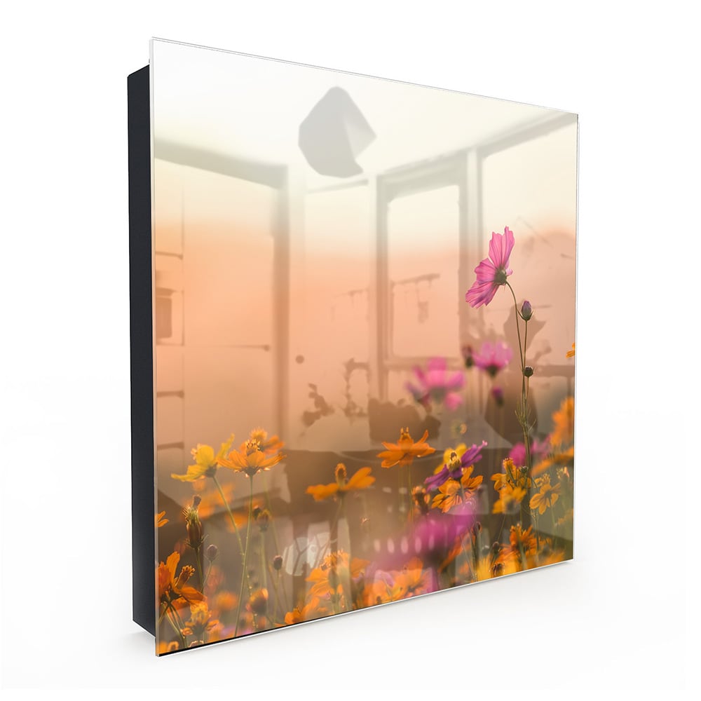 Sleutelkastje - Gehard Glas - Kleurrijke Bloemen bij Zonsondergang