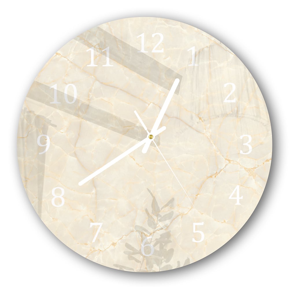 Wandklok Rond 30cm - Gehard Glas - Zacht Beige Marmer