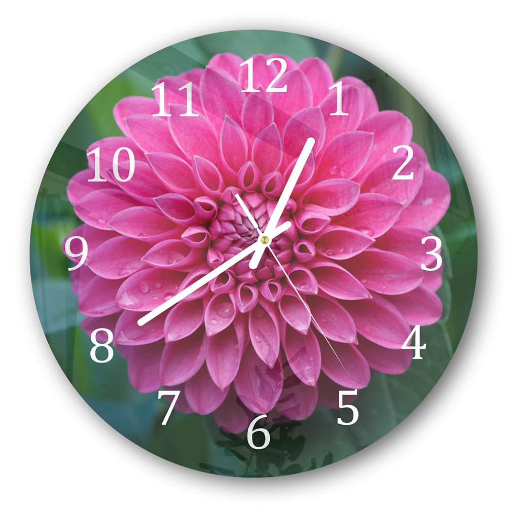 Wandklok Rond 30cm - Gehard Glas - Roze Dahlia